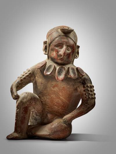 Colima Seated Hunchback Figure, Comala style, Protoclassic, circa 100 BC - AD 250