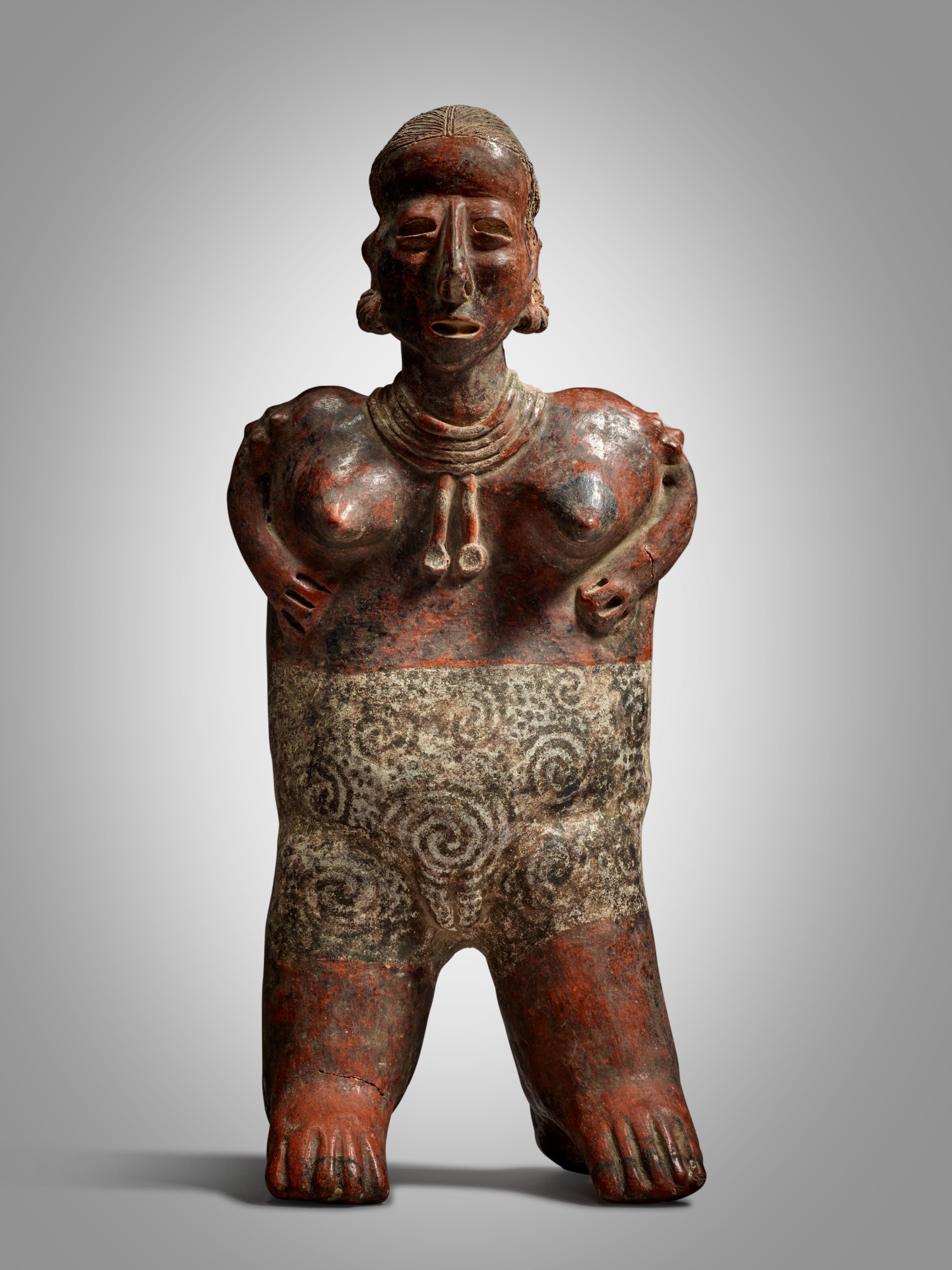 Height: 22 in (55.9 cm) — Nayarit Standing Female Figure, San Sebastian style, Protoclassic, circa 100 BC - AD 250