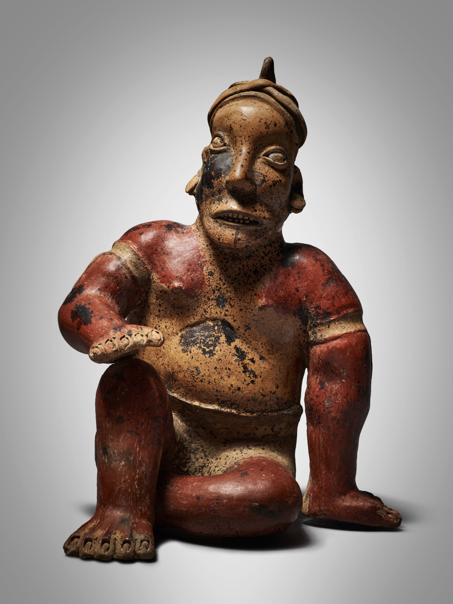 Height: 14 1/2 in (35.6 cm) — Jalisco Seated Figure of a Chief, Ameca Style, Protoclassic, circa 100 BC - AD 250