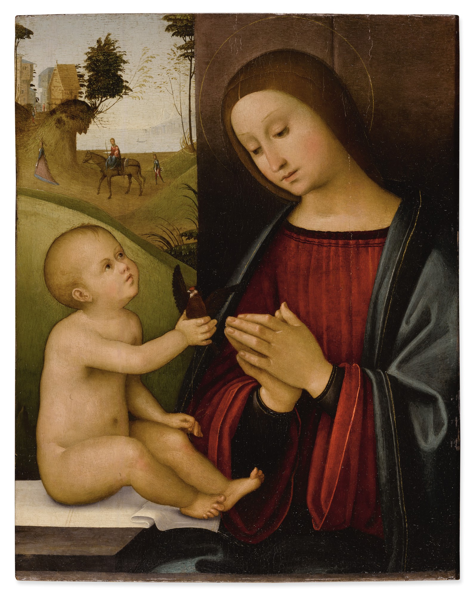 Master of the Assumption of the Magdalene — Madonna and Child holding a goldfinch