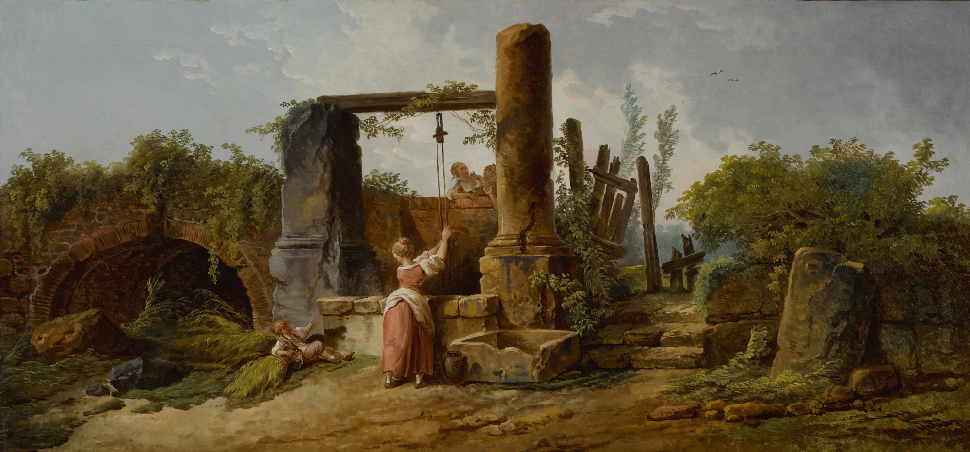 A peasant woman at a well