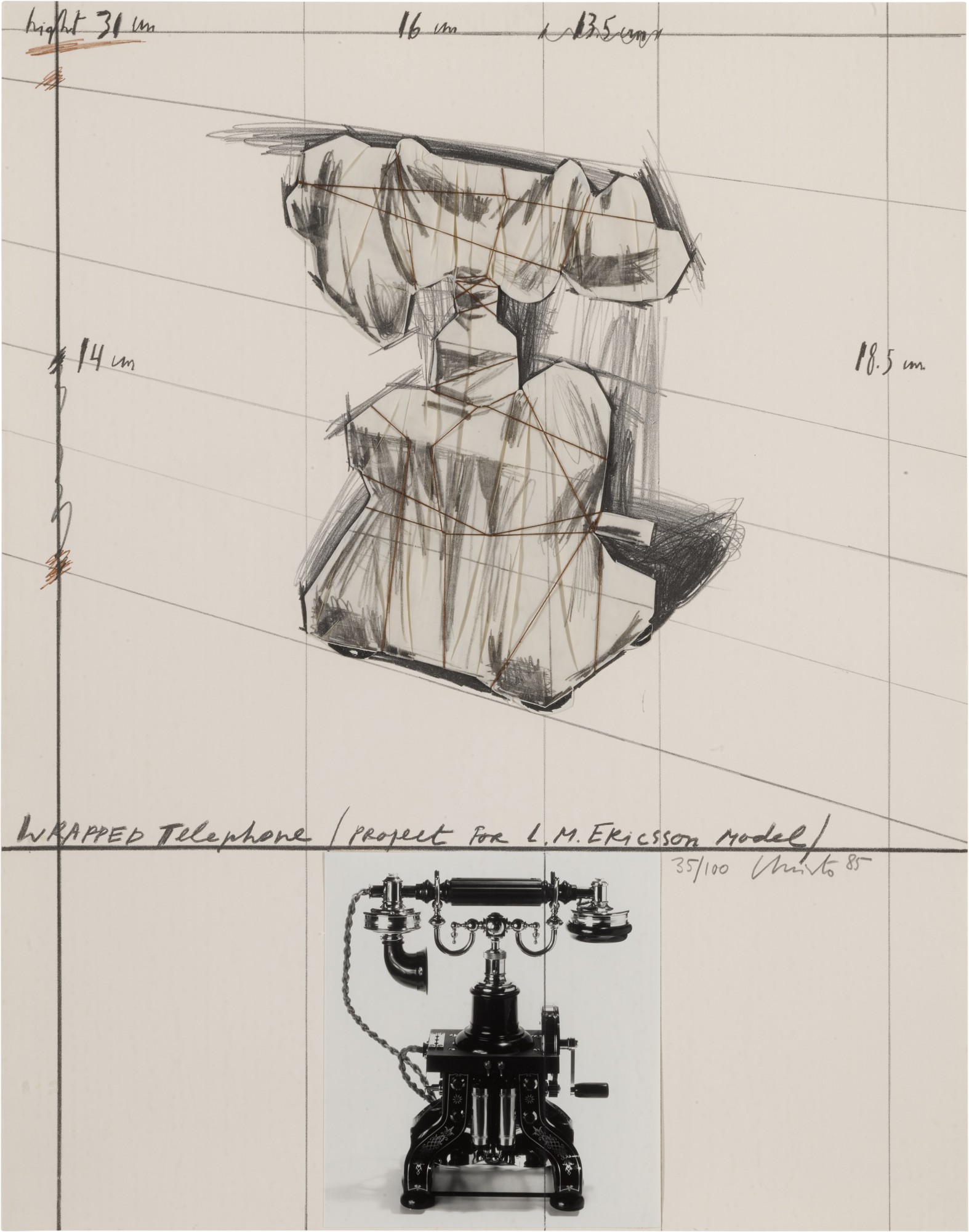 Christo and Jeanne-Claude — Wrapped Telephone, Project for L.M. Ericsson Model (Schellmann 119)