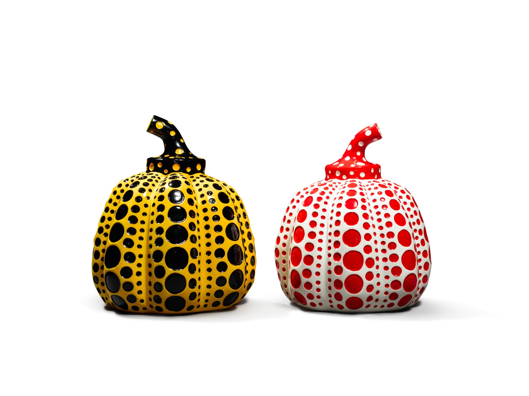 Yayoi Kusama — Yellow Pumpkin; and Red Pumpkin