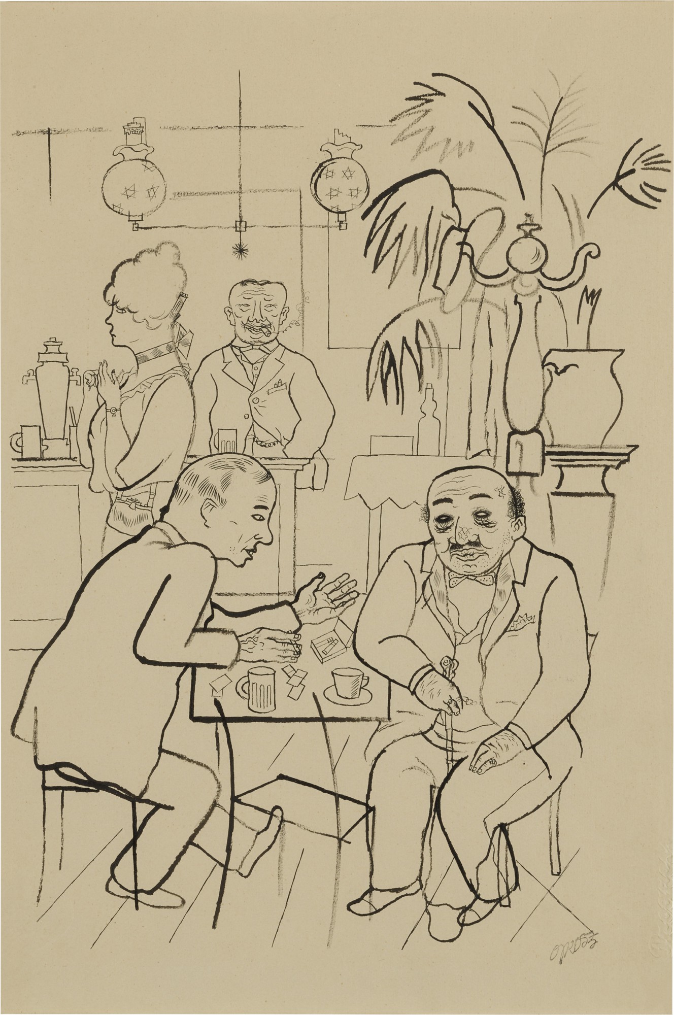 George Grosz — Unterhaltung Destille (Entertainment Distillery) & Die Abenteur Des Herrn Tartarin Aus Tarascon (The Adventures Of Mr. Tartarin From Tarascon) (A Double-Sided Work)
