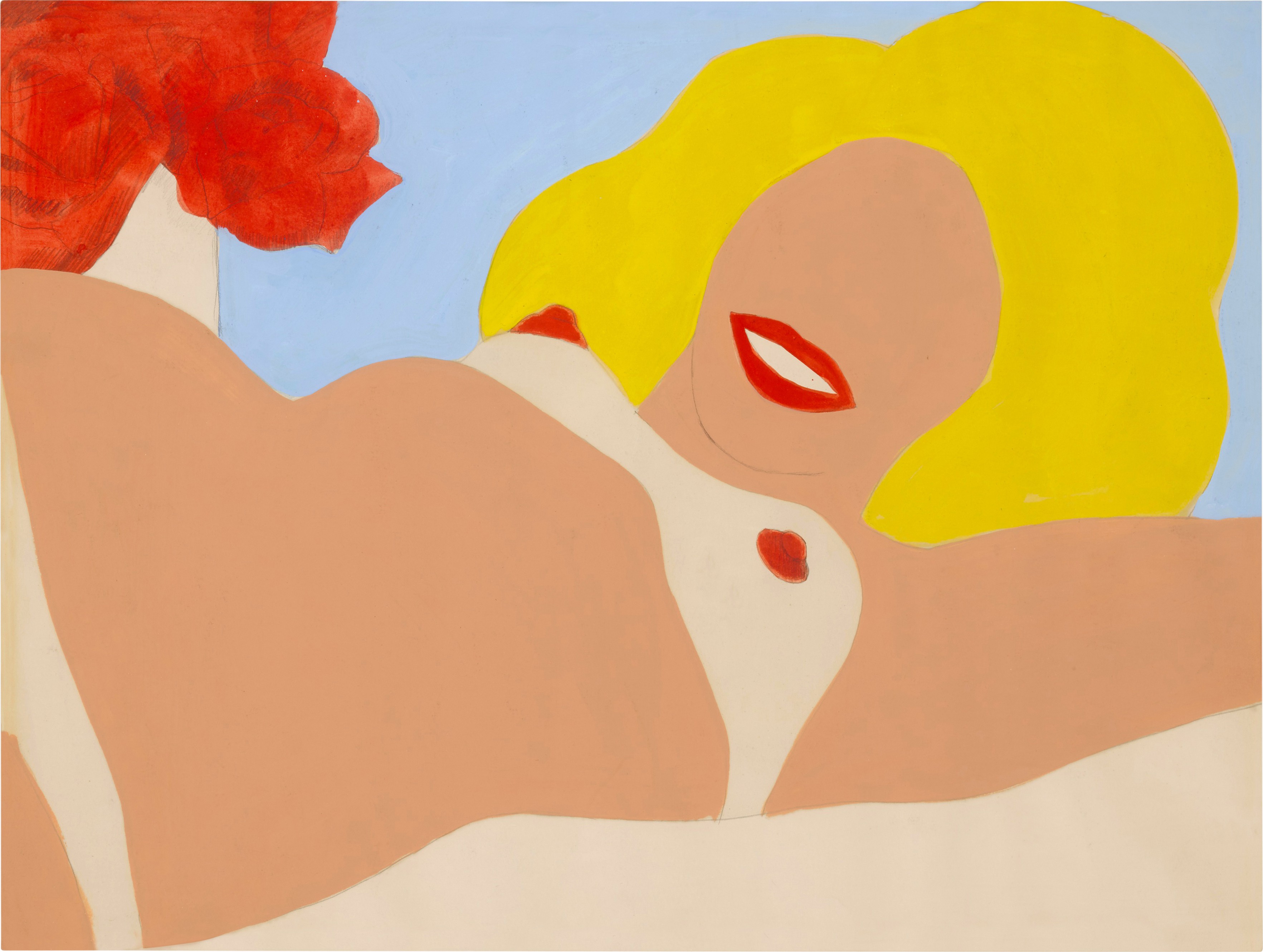 Tom Wesselmann — Cut-Out Nude with Blonde Hair and Roses 