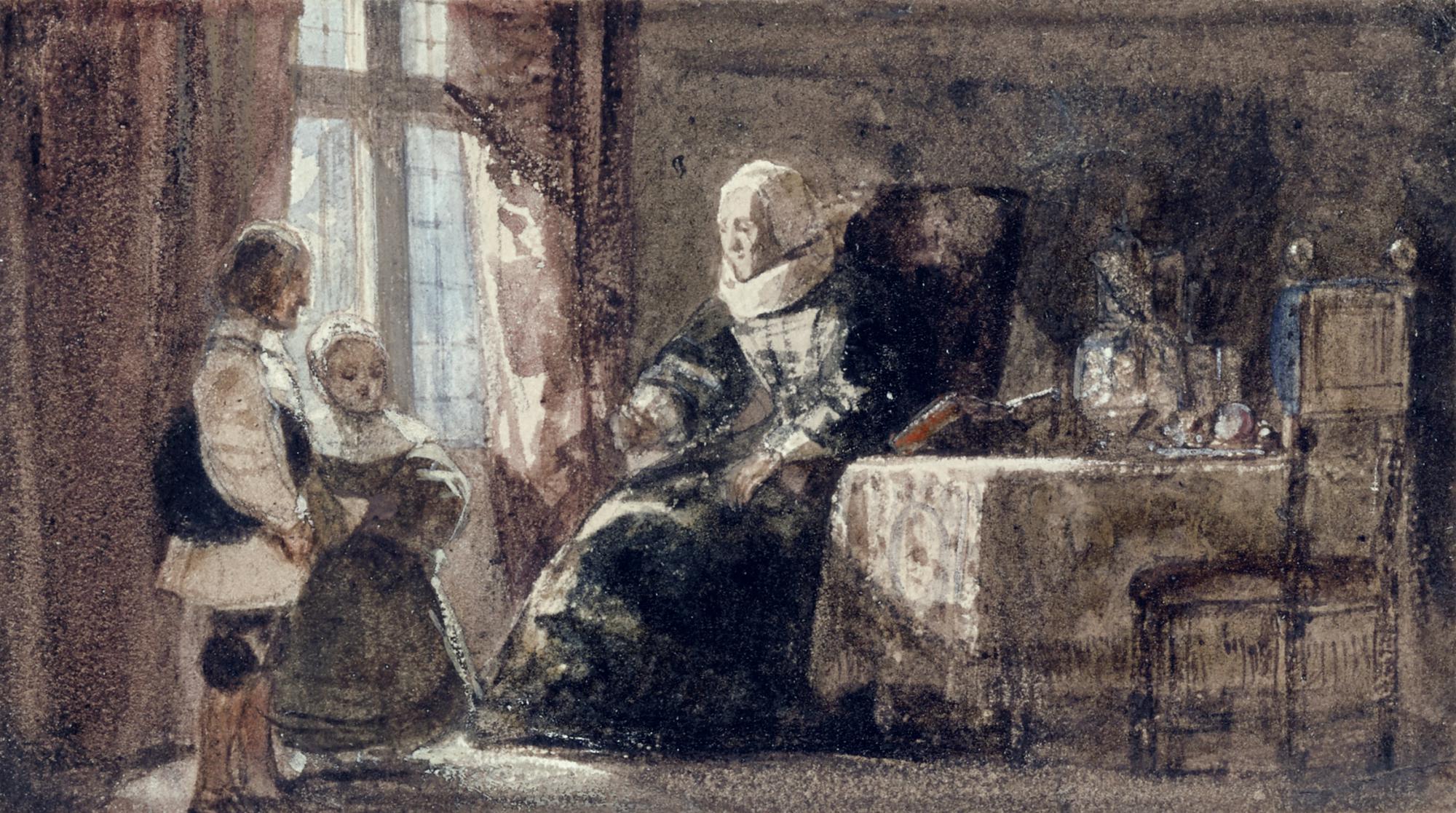 Richard Parkes Bonington — The Remonstrance: An old woman admonishing two children