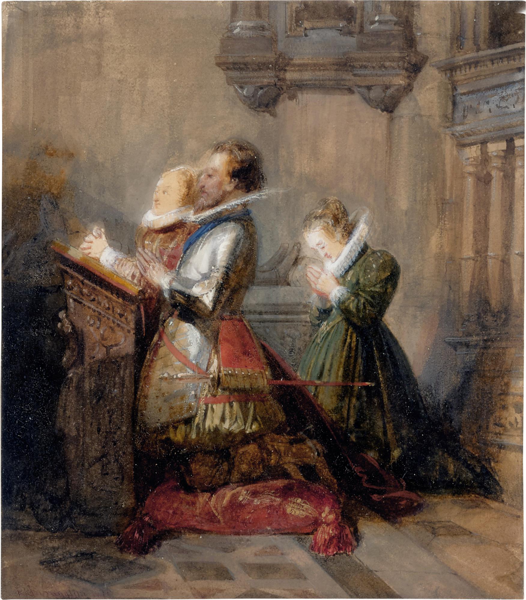 Richard Parkes Bonington — Henry IV praying, accompanied by two ladies (La Prière)