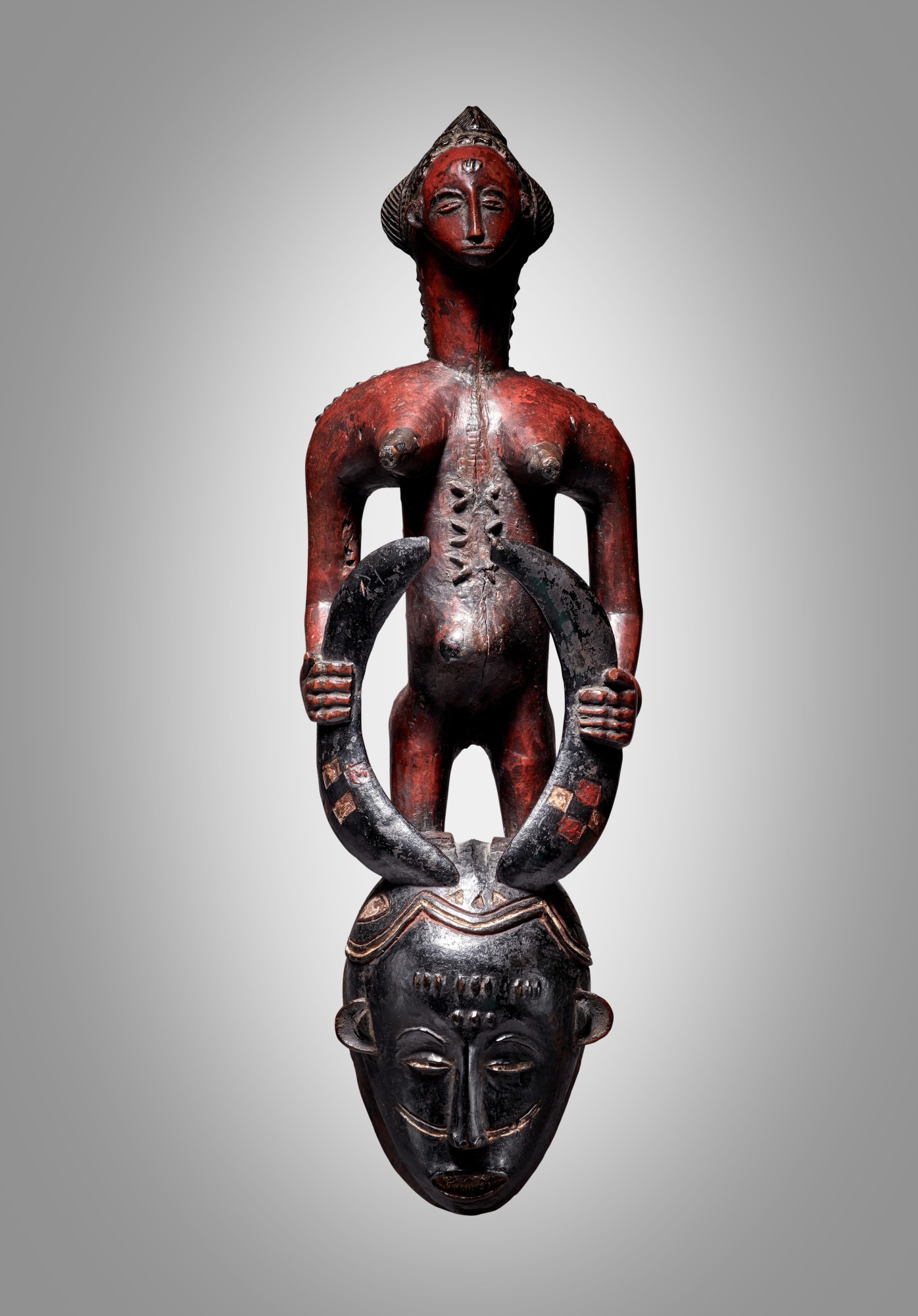 Guro Mask with Female Figure, Côte d'Ivoire — Guro Mask with Female Figure, Côte d'Ivoire