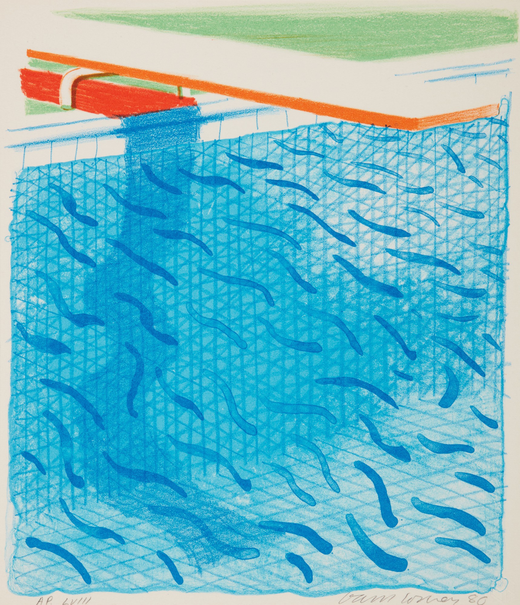 David Hockney — Pool Made with Paper and Blue Ink for Book (Museum of Contemporary Art, Tokyo 234)