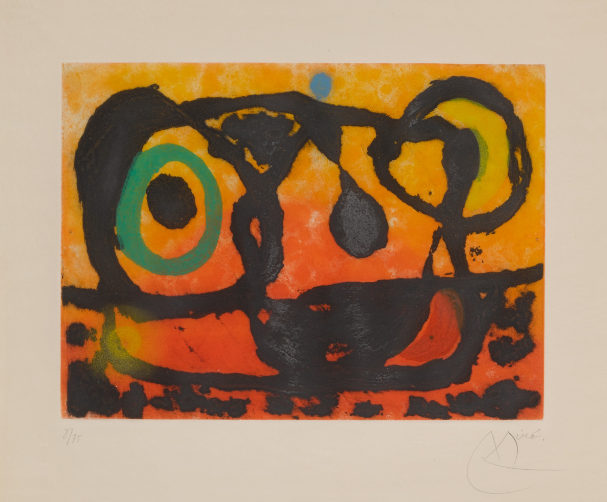 Joan Miró — Tête au soleil couchant (Dupin 437)