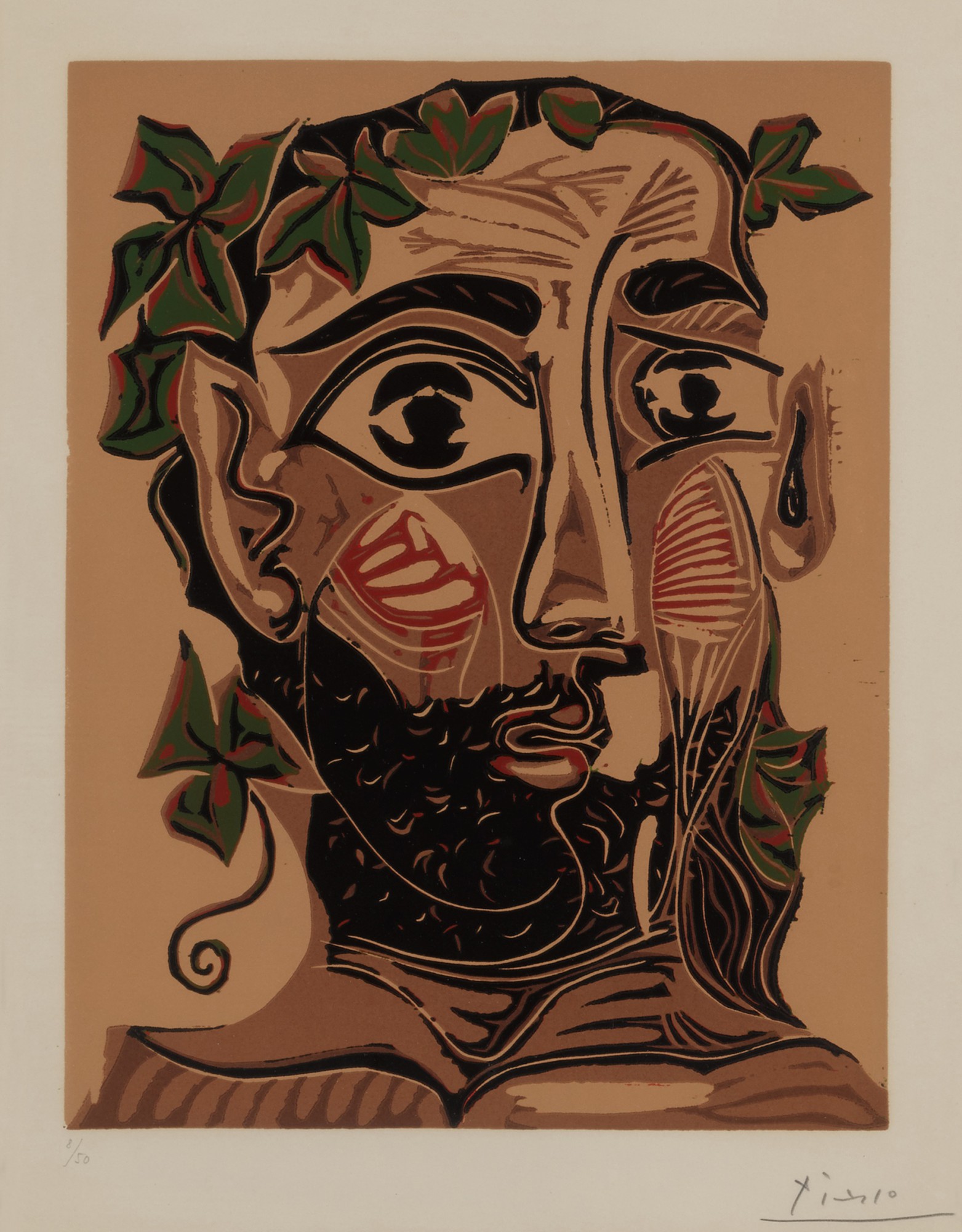 Pablo Picasso — Homme barbu couronné de vigne (Bloch 1089; Baer 1310)