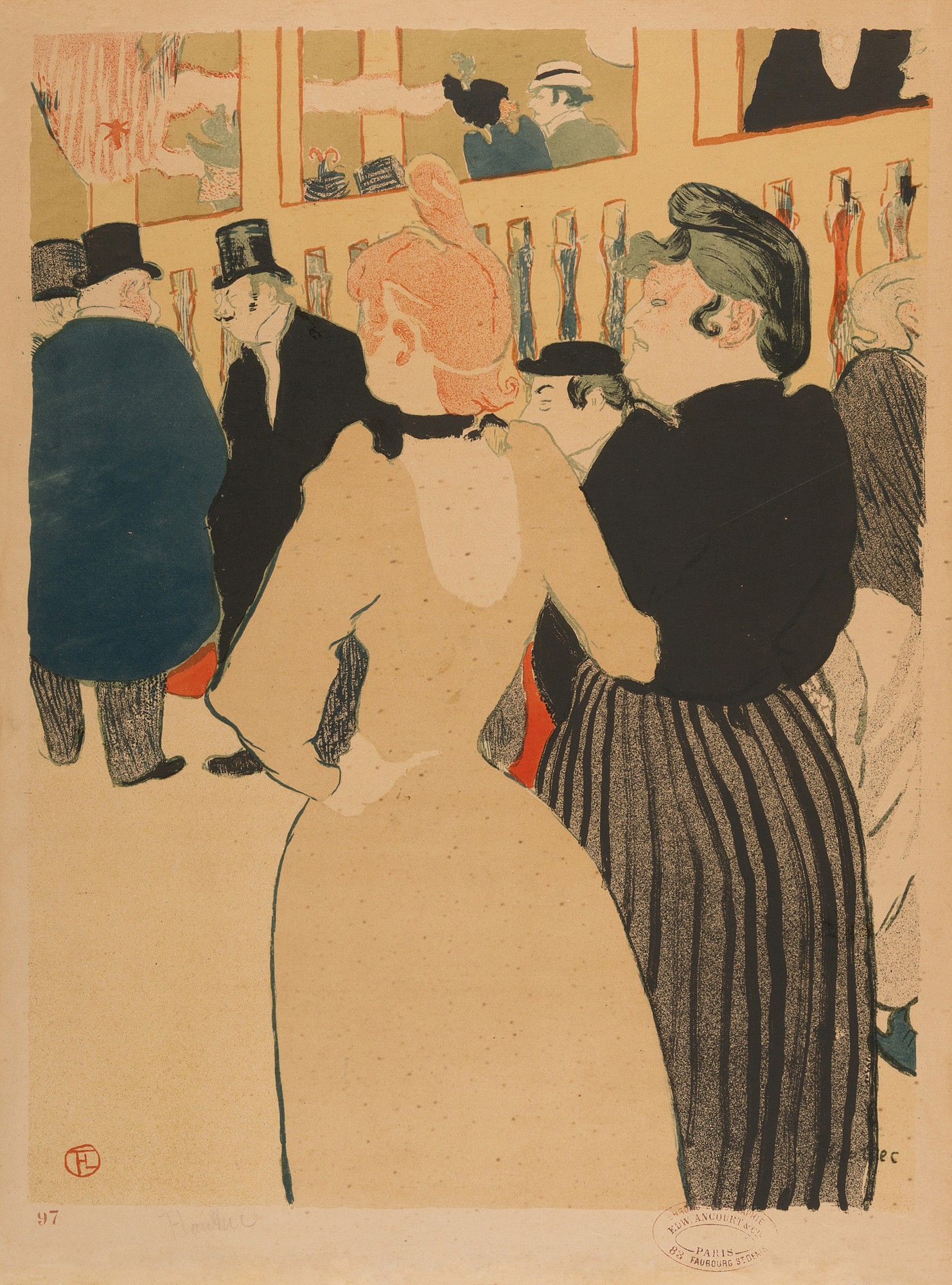 Henri de Toulouse-Lautrec — Au Moulin Rouge, la Goulue et sa soeur (Delteil 11; Adriani 3.II; Wittrock 1)
