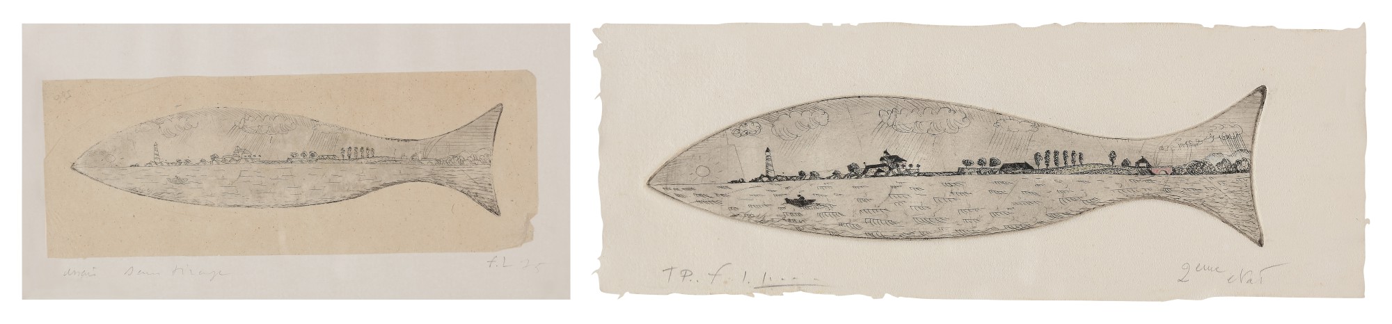 François-Xavier Lalanne — Poisson Paysage; and Poisson Paysage