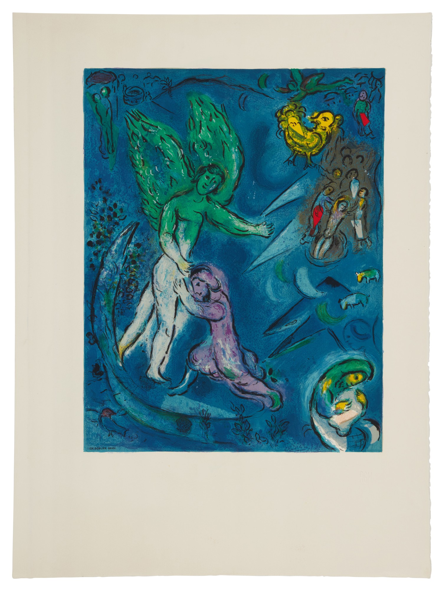 Charles Sorlier after Marc Chagall — The Fight Between Jacob and the Angel (Mourlot CS 40)