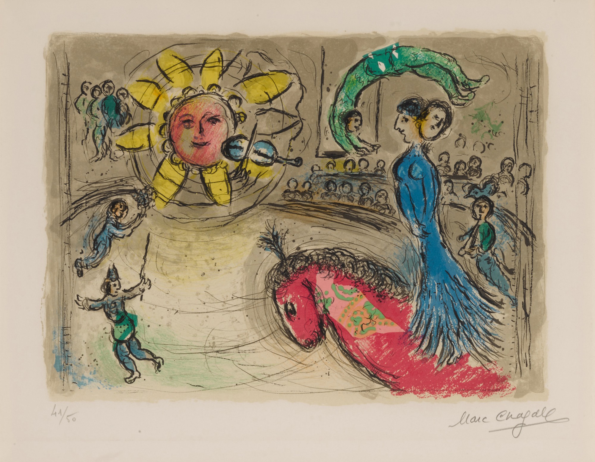 Marc Chagall — Sun with Red Horse (Mourlot 945)