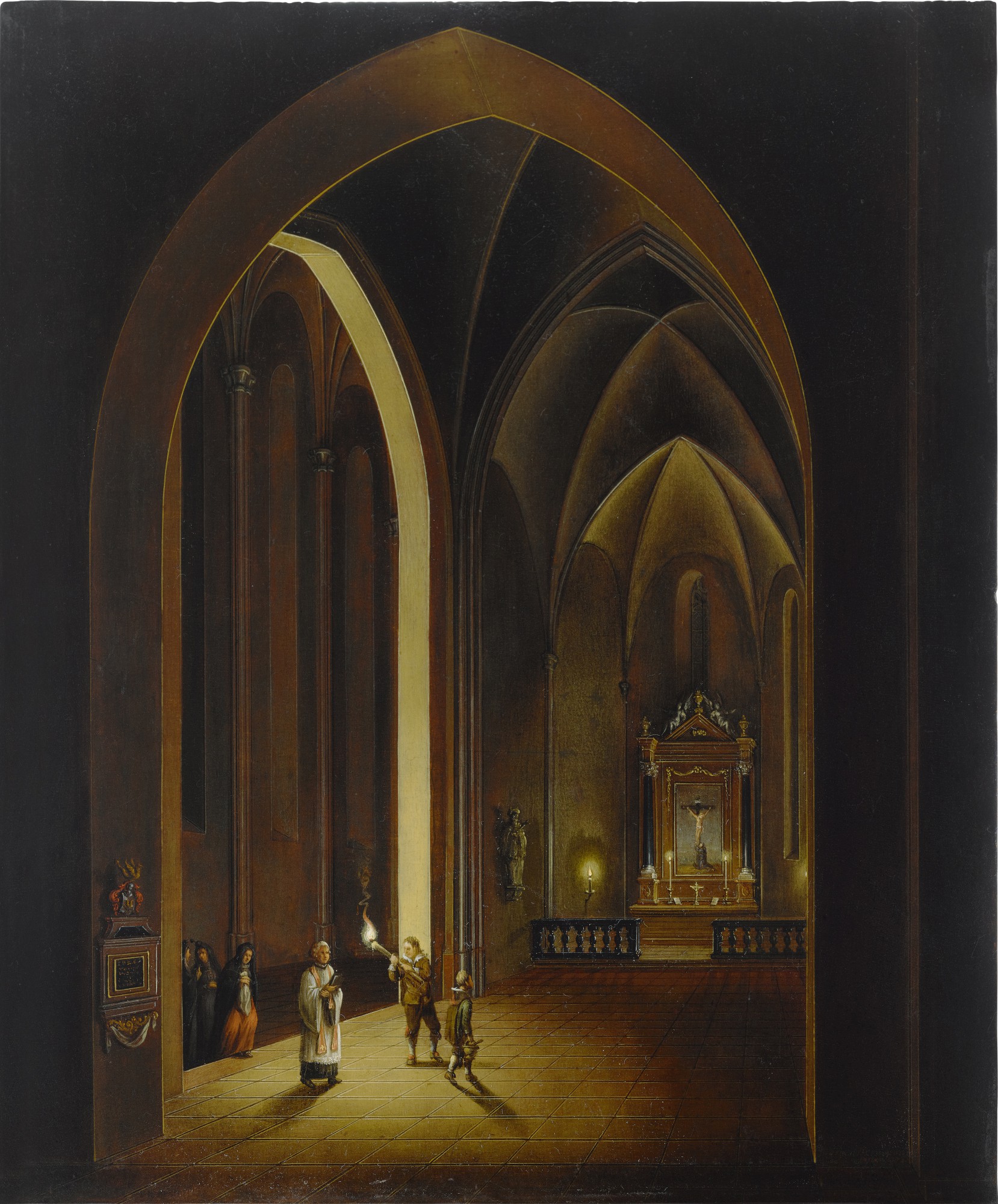 Johann Ludwig Ernst Morgenstern — Candlelit church interior