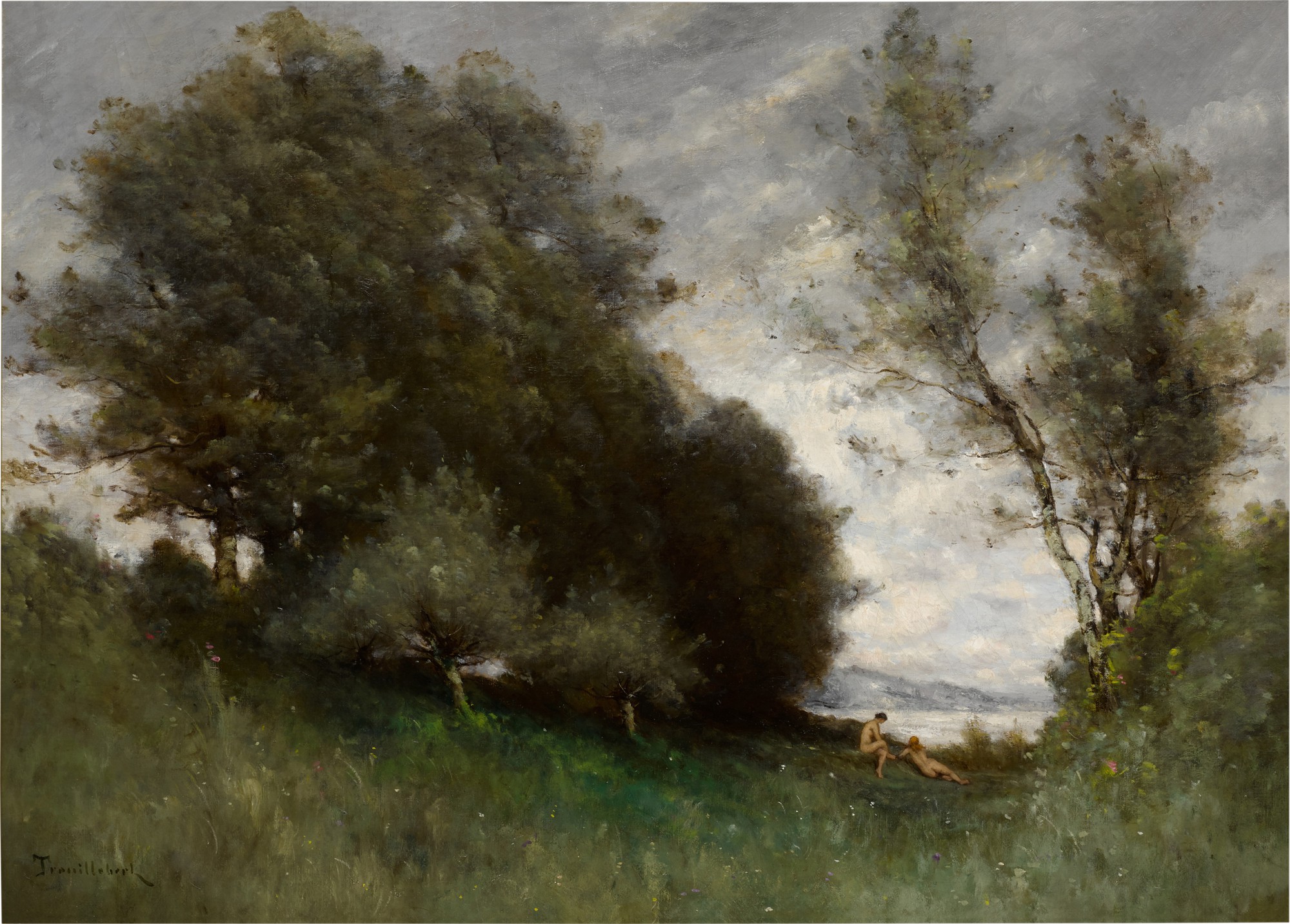 Baigneuses dans un paysage