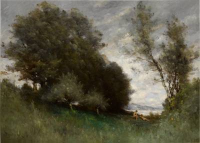 Baigneuses dans un paysage