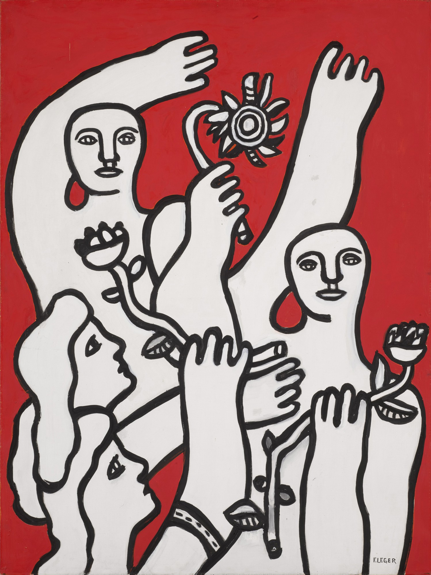 Fernand Léger — La Joie de vivre sur fond rouge 