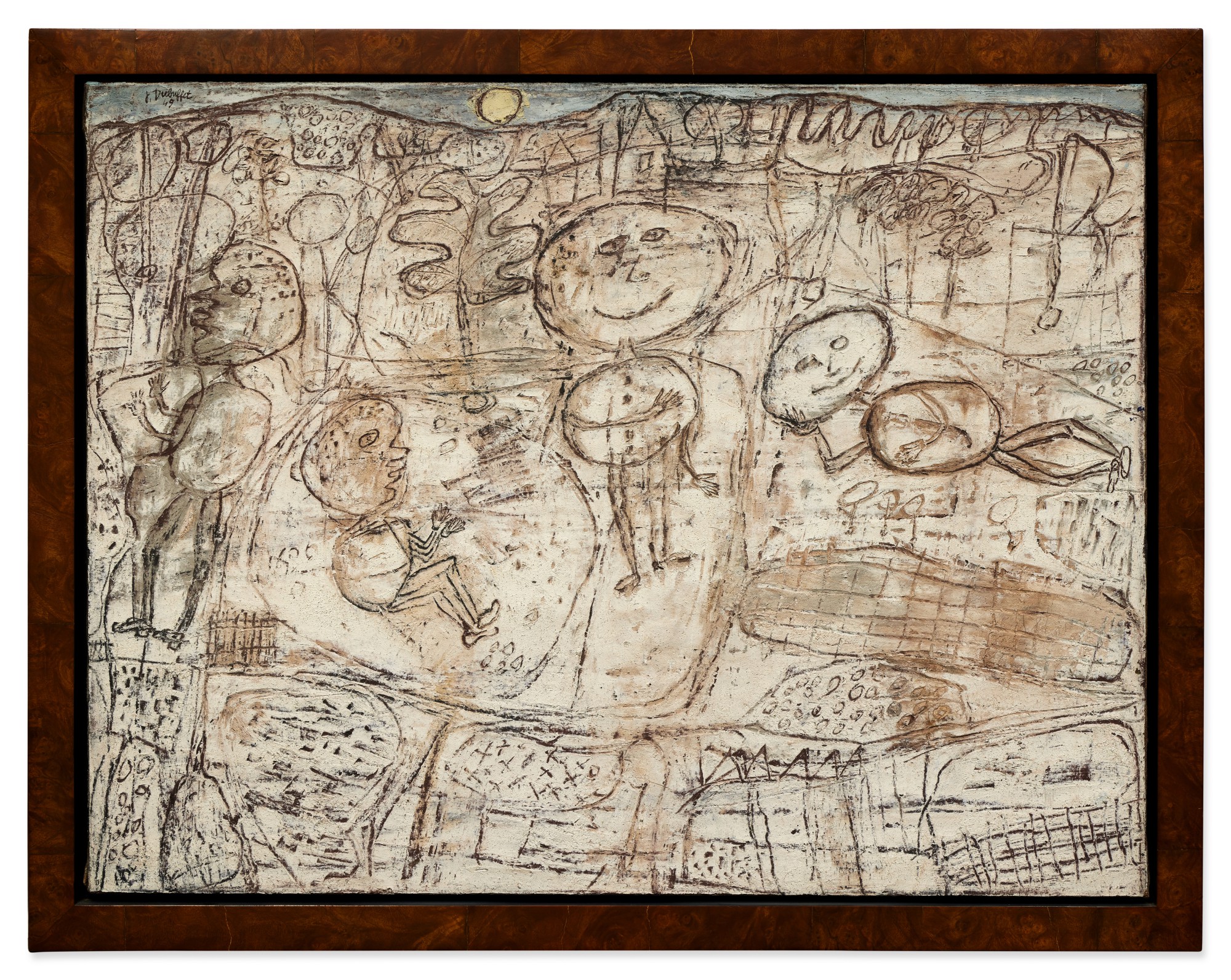 Jean Dubuffet — Paysage aux personnages: applaudissant à l'exercice exécuté par l'un d'eux (Il marche dans le chemin)