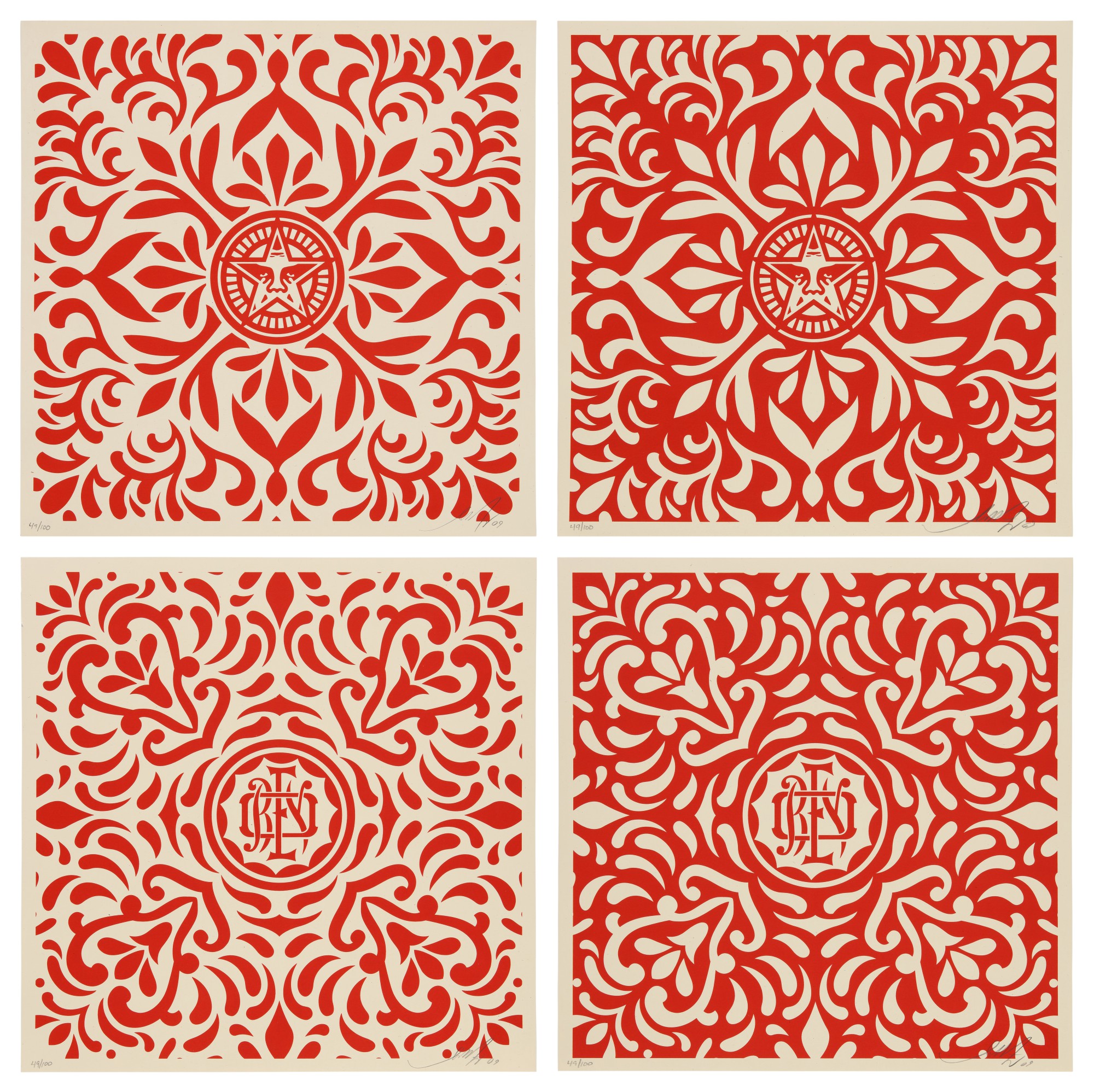 Japanese Fabric Pattern Set Red
