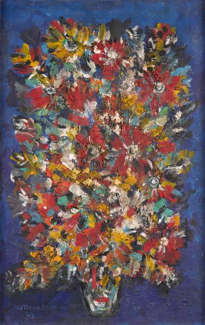 Flores con fondo azul