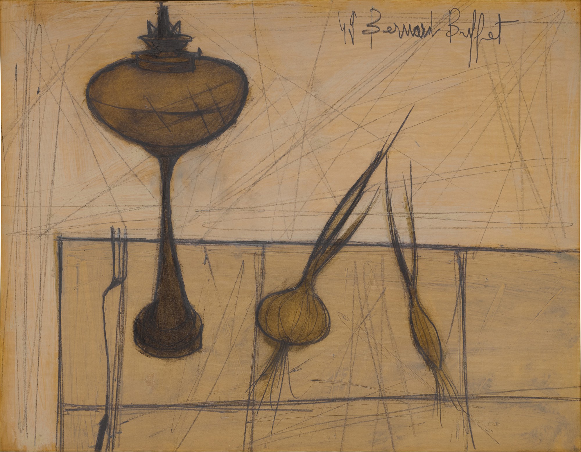Bernard Buffet — Nature morte à la lampe à pétrol