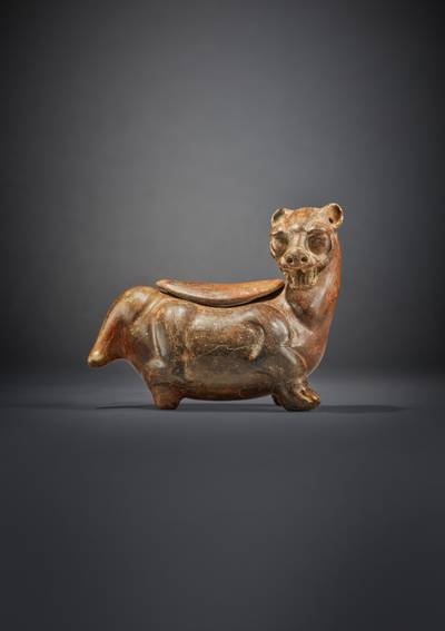 Maya Lidded Jaguar Effigy Vessel