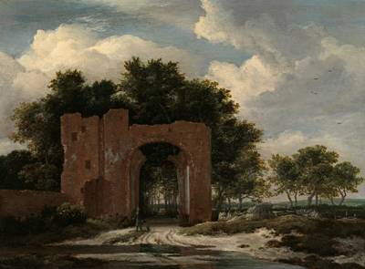 A ruined castle gateway, probably the archway of Huis Ter Kleef near Haarlem