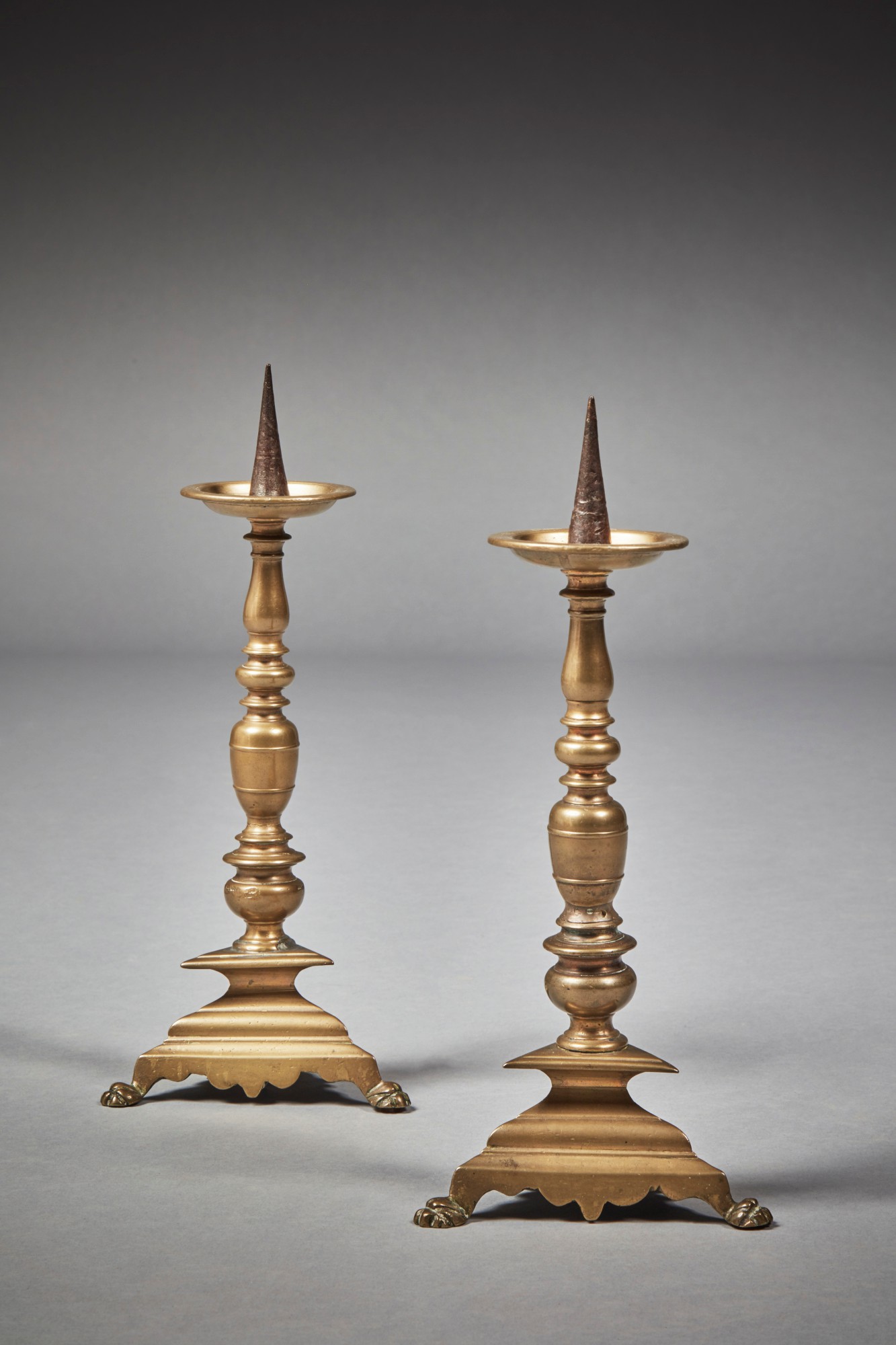 Unknown — Pair of Italian Renaissance brass Pricket candlesticks Early 17th Century