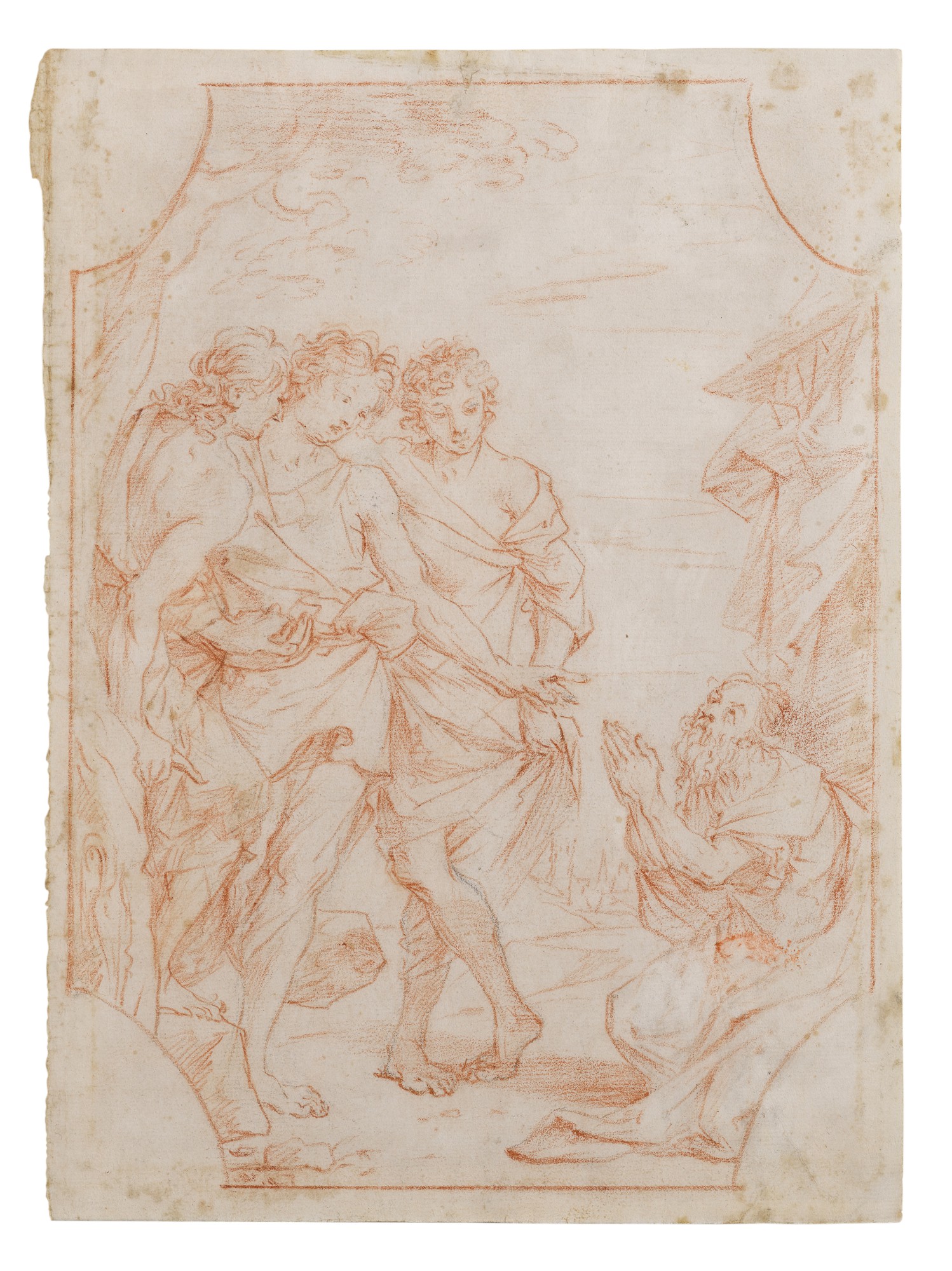 North Italian School, circa 1700 — Abraham greeting the three Angels