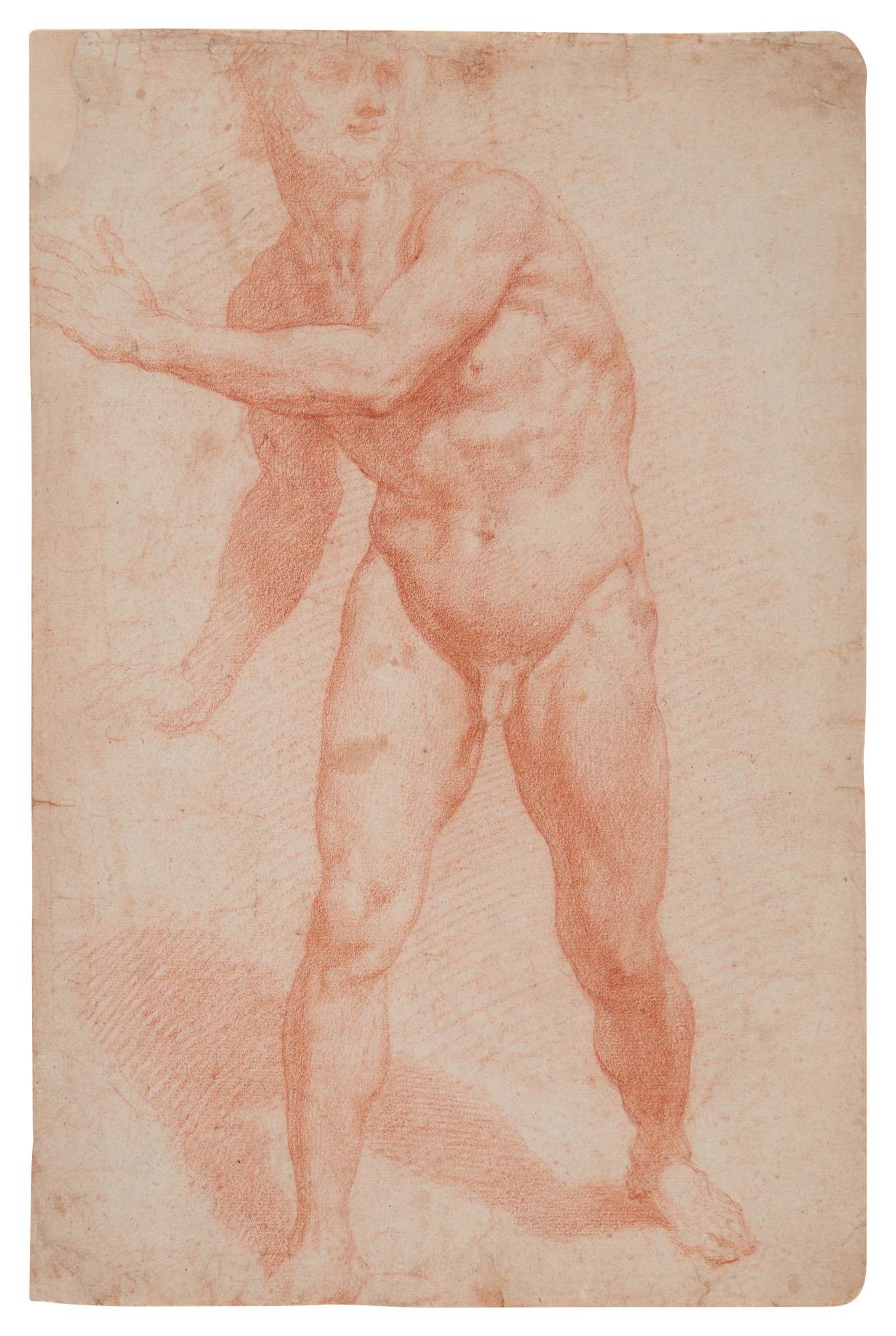 Florentine School, 17th Century — Two Academy studies: A) Standing male nude B) Double sided academy study