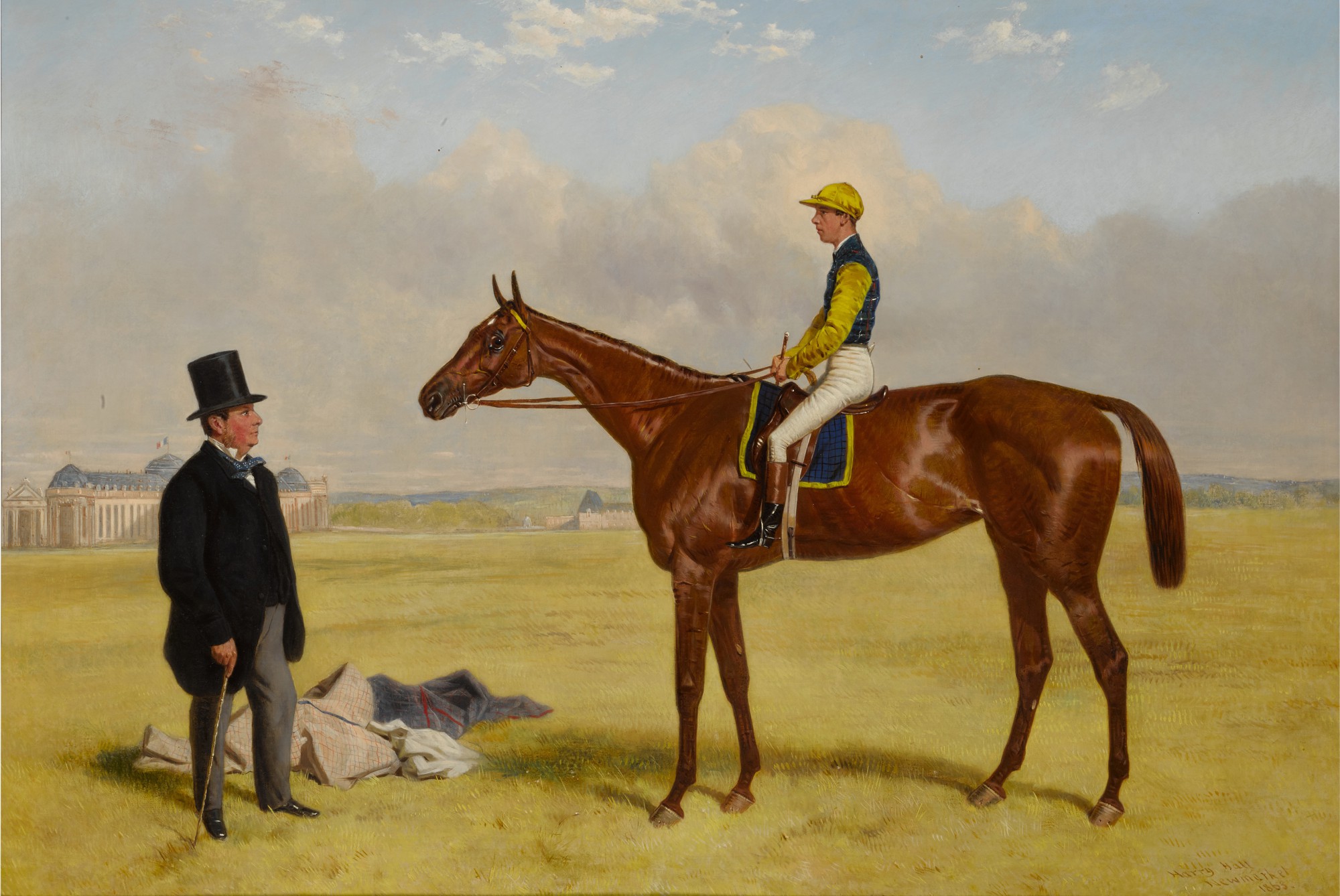 Harry Hall — The Marquis de Montgomery's Chestnut Filly "La Toucques" at Chantilly
