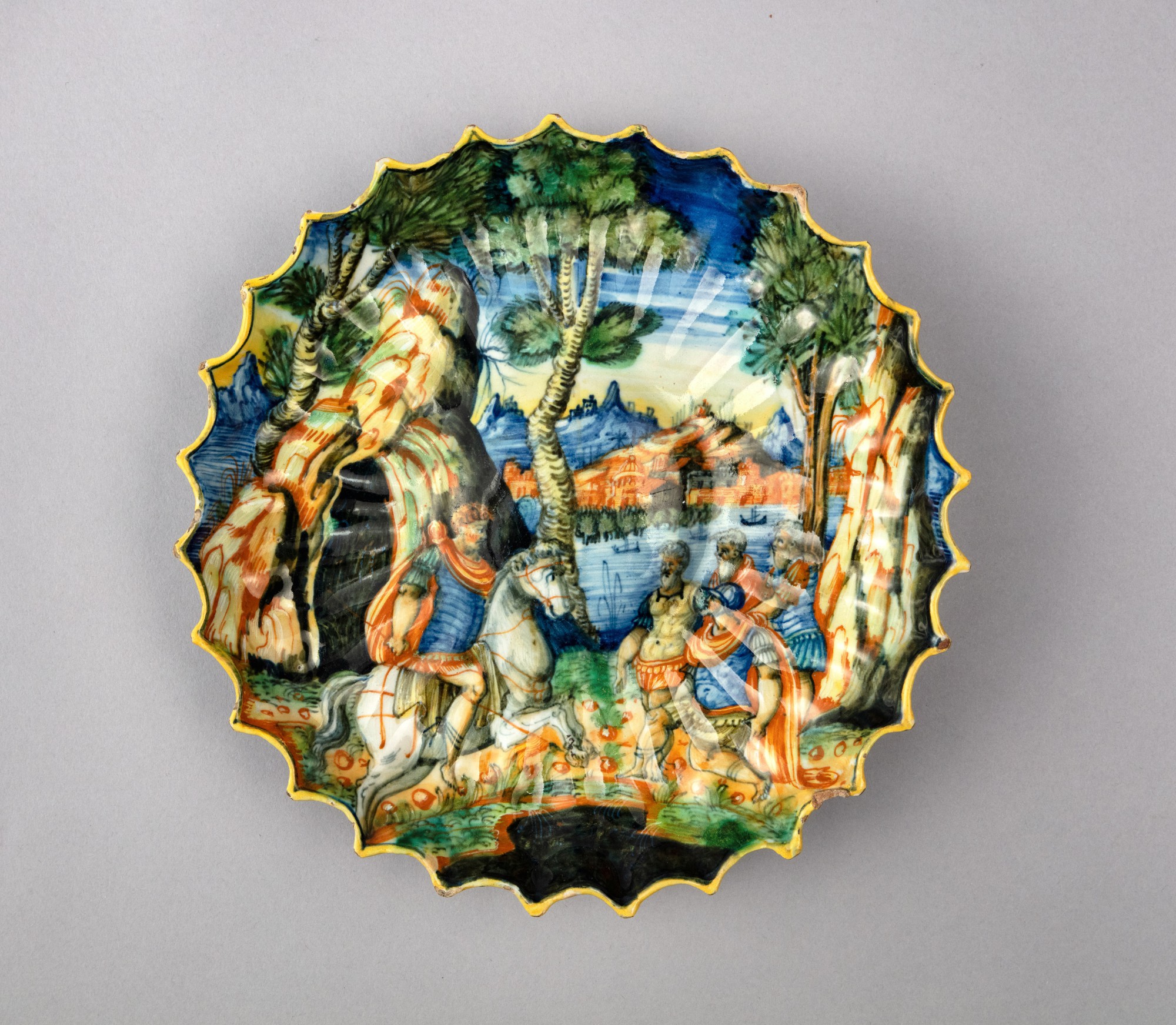 Italian, Urbino, 16th century — Crespina with the Sacrifice of Marcus Curtius