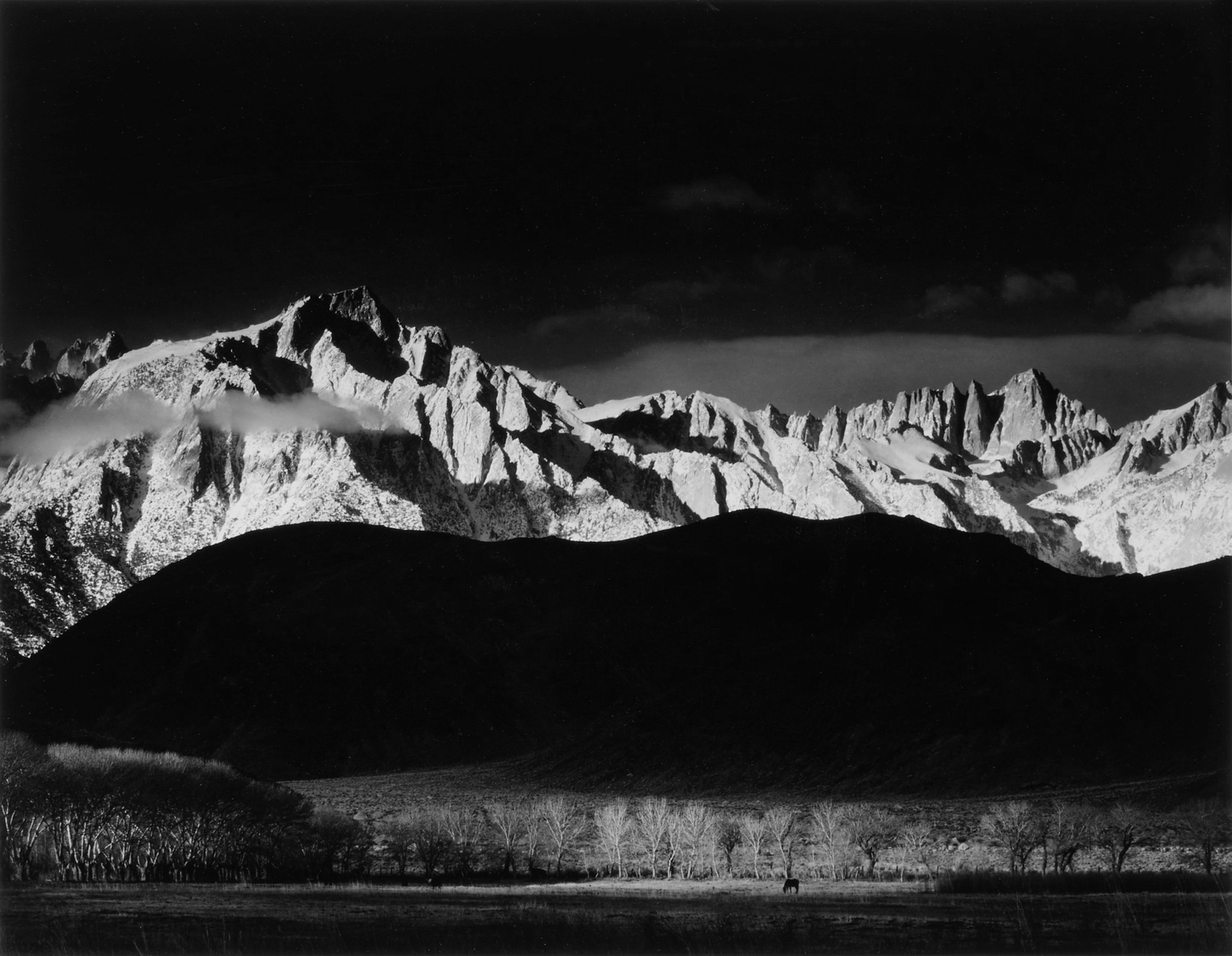 Ansel Adams — 'Winter Sunrise, Sierra Nevada, from Lone Pine, California'