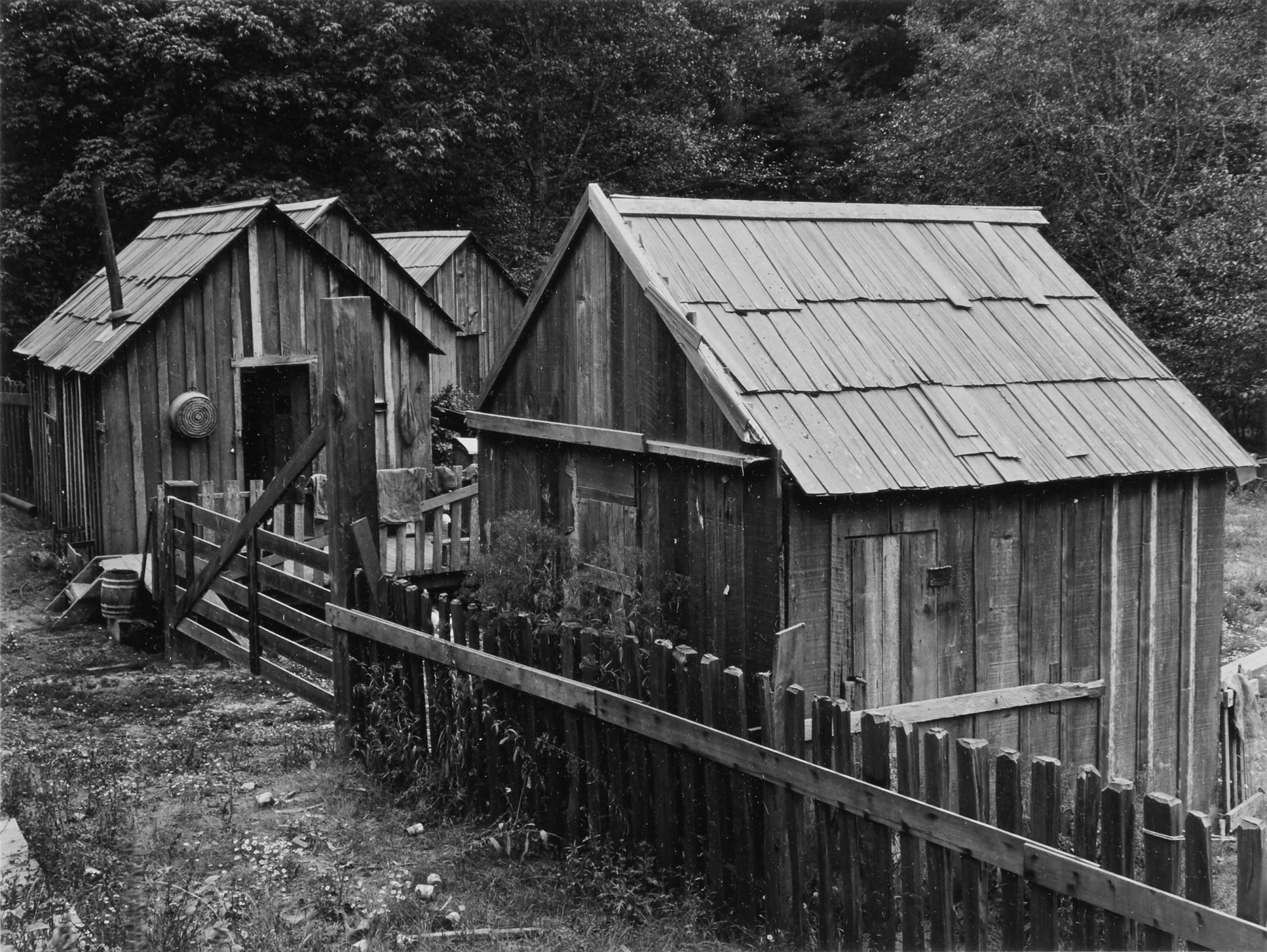 Ansel Adams — 'Lumber Village Shacks, Near Fort Bragg'
