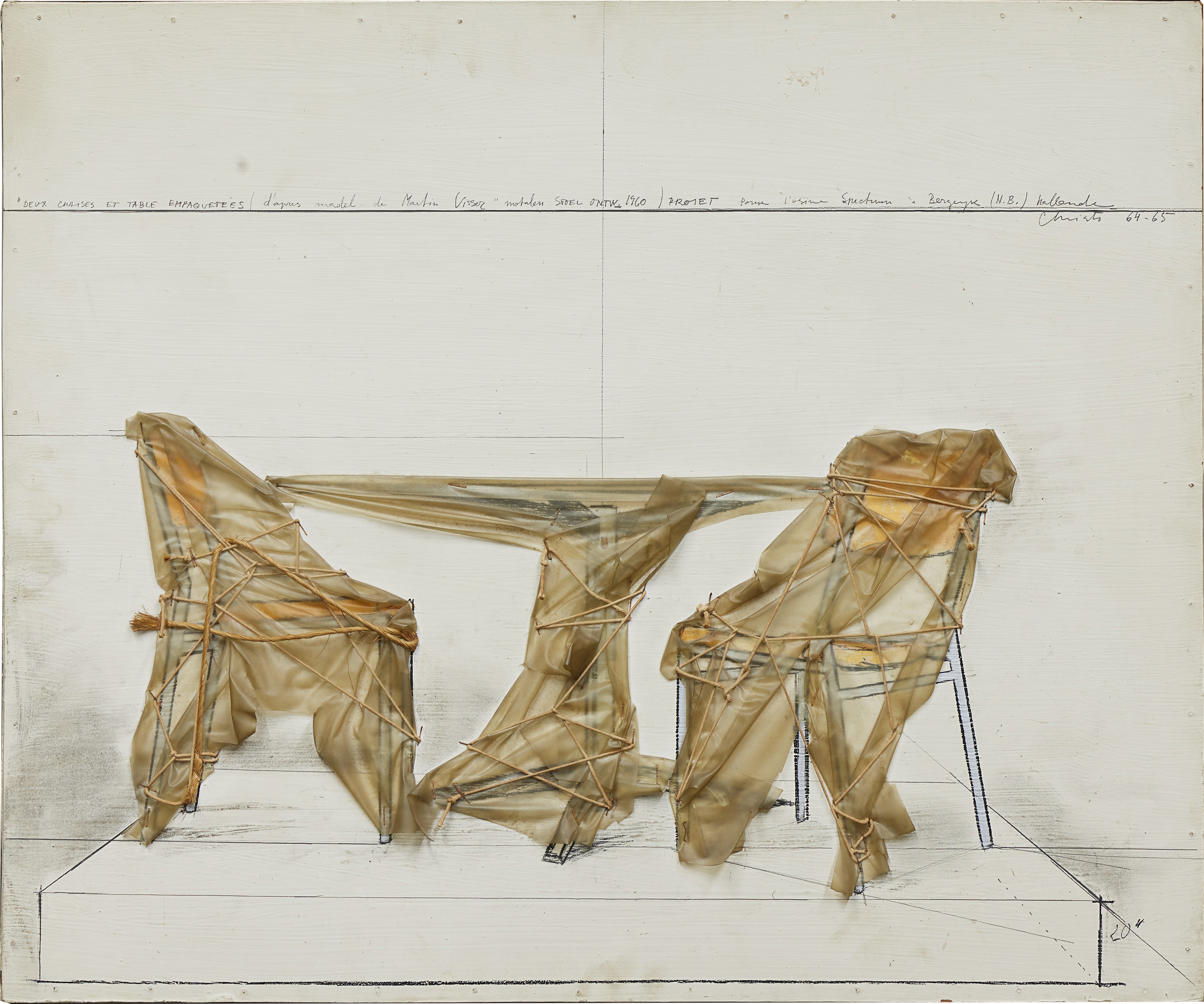 Christo — Deux chaises et table empaquetées (d’après le modèle de Martin Visser 'Motalem Stoel Ontw' 1960)