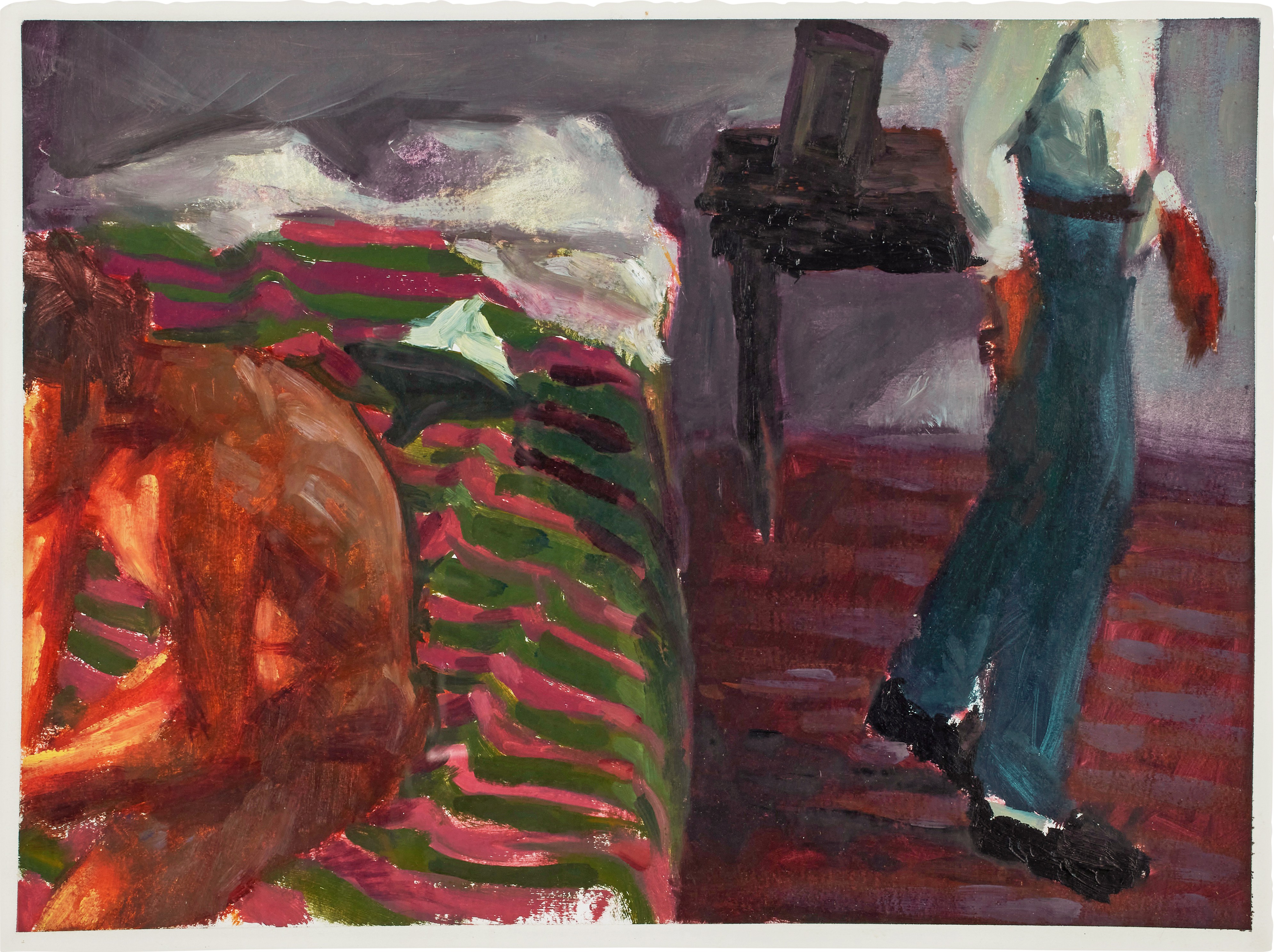 Hugh Steers — Red and Green Striped Bedspread 