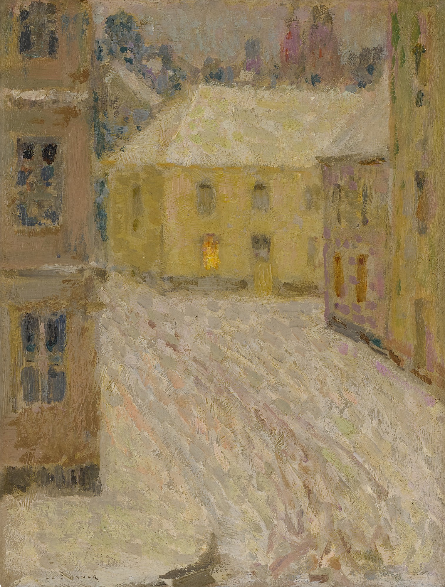 Henri Le Sidaner — Vieilles maisons sous la neige, rue Petigny, Versailles