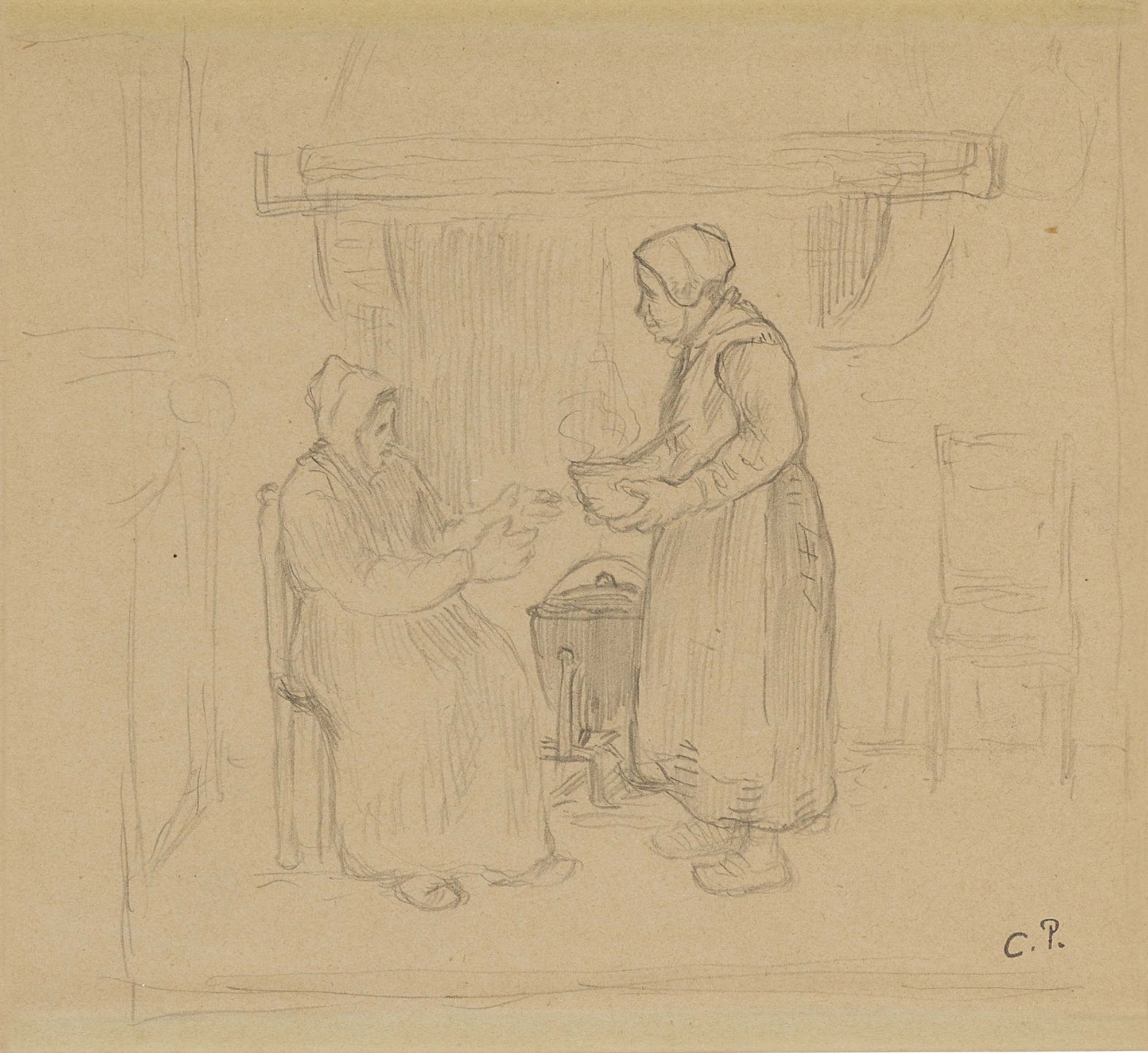 Camille Pissarro — Deux paysannes près de l’atre