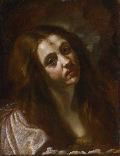 A study of a woman, head and shoulders, possibly Saint Mary Magdalene