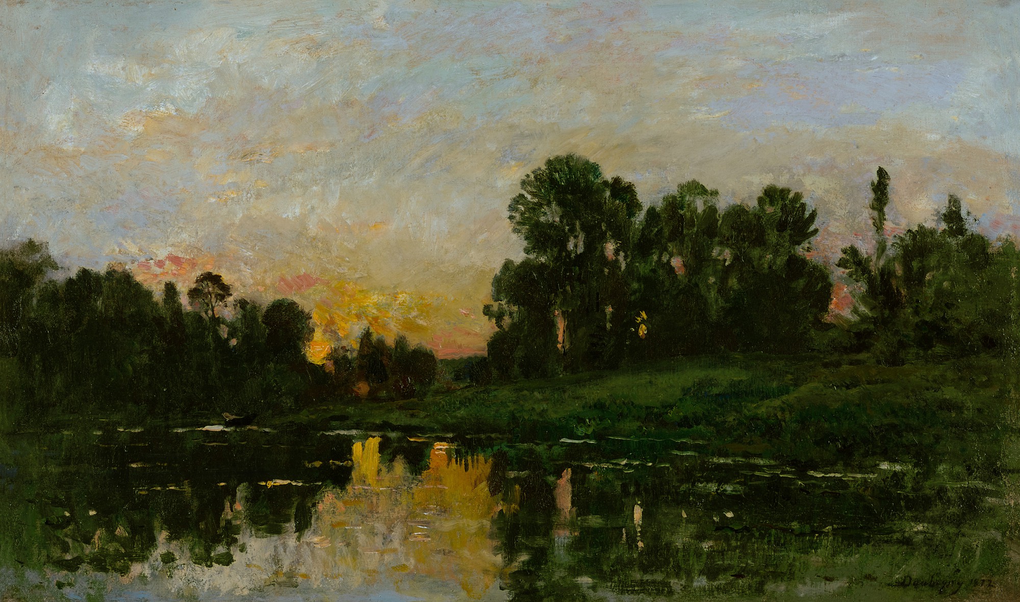 Charles François Daubigny — Coucher de soleil sur La rivière
