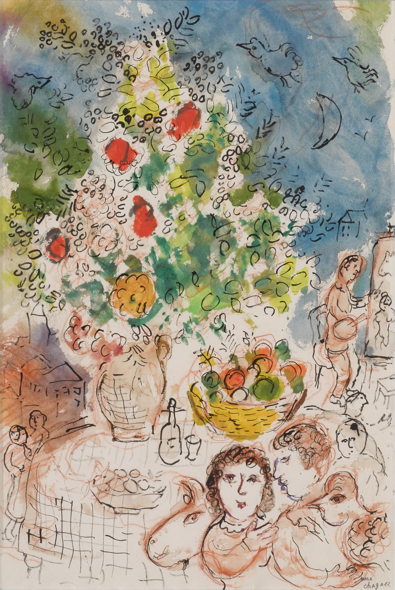 Marc Chagall — Autour de la corbeille de fruits et le bouquet