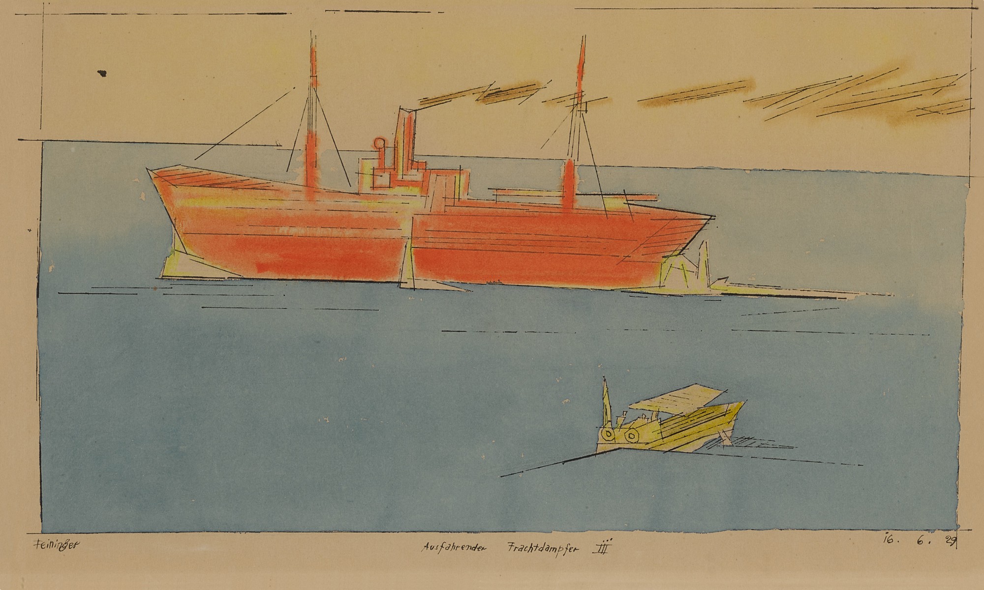 Lyonel Feininger — Ausfahrender Frachtdampfer III
