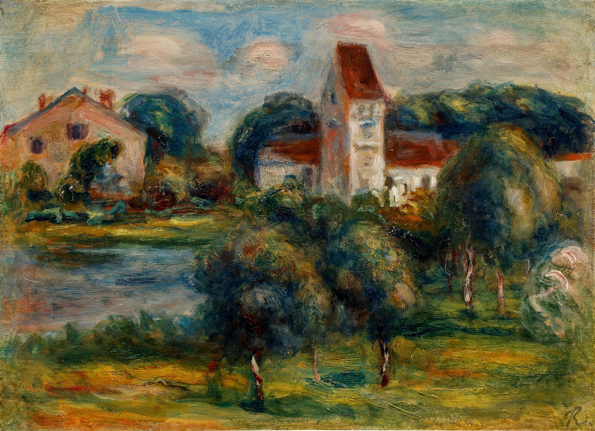 Unknown — Église et verger, paysage de Bretagne