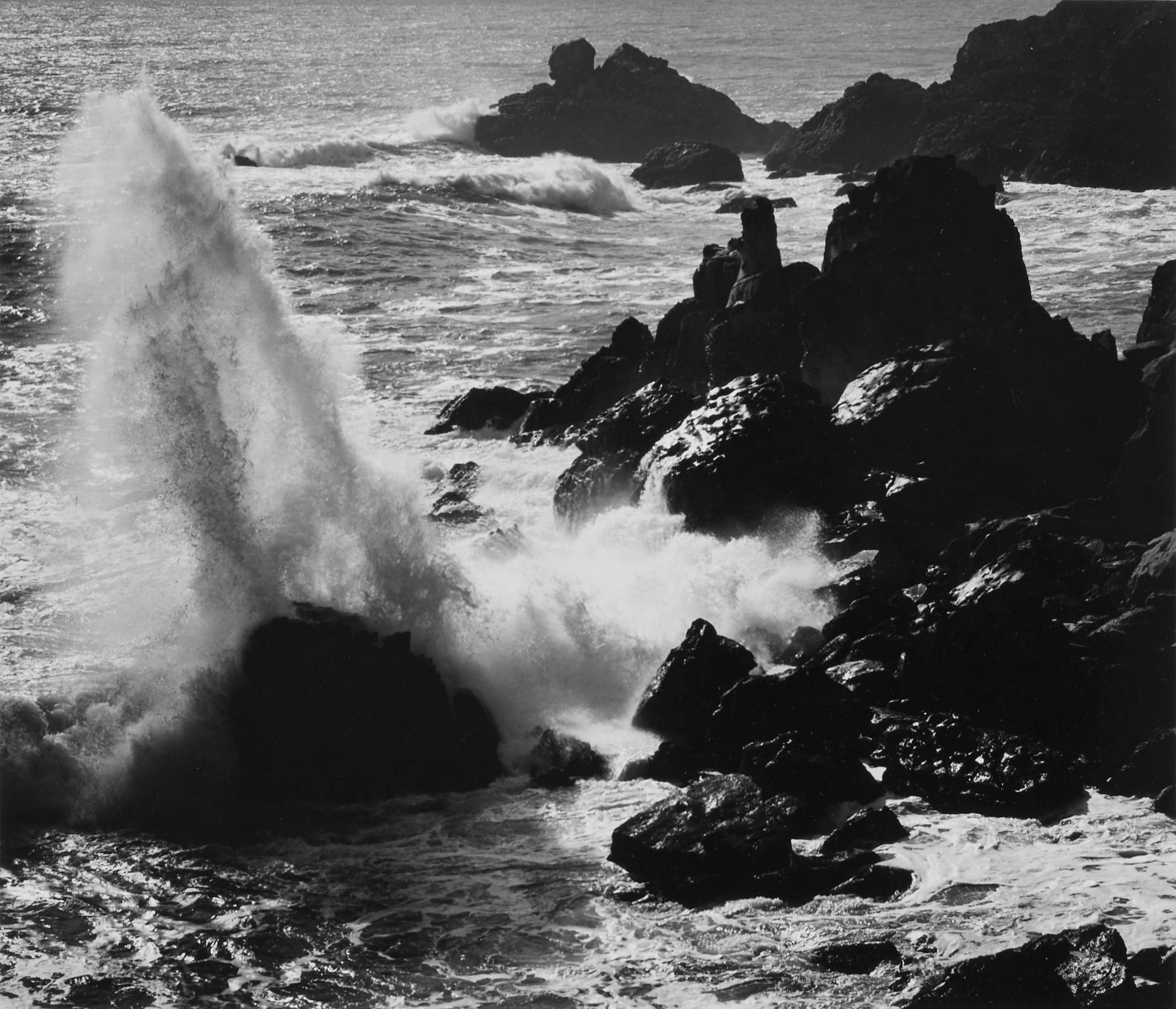 Ansel Adams — 'Storm Surf and Rocks, Timber, Cove, Cal.'