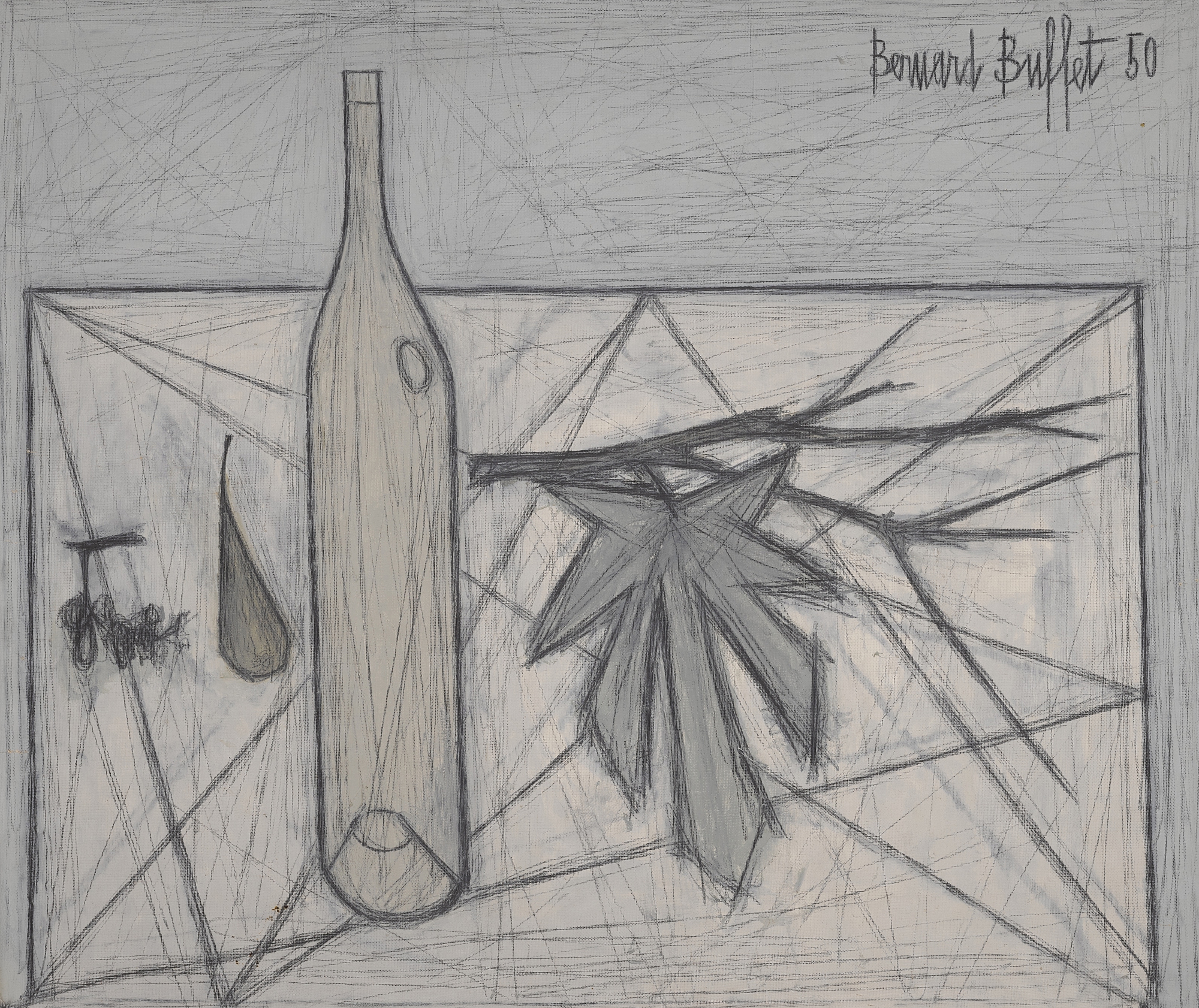 Bernard Buffet — Bouteille et feuille de figuier