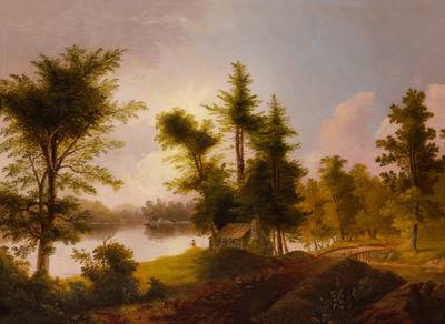 Landscape with Pine Trees and House