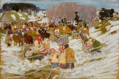 Snowy Day in a Russian Village