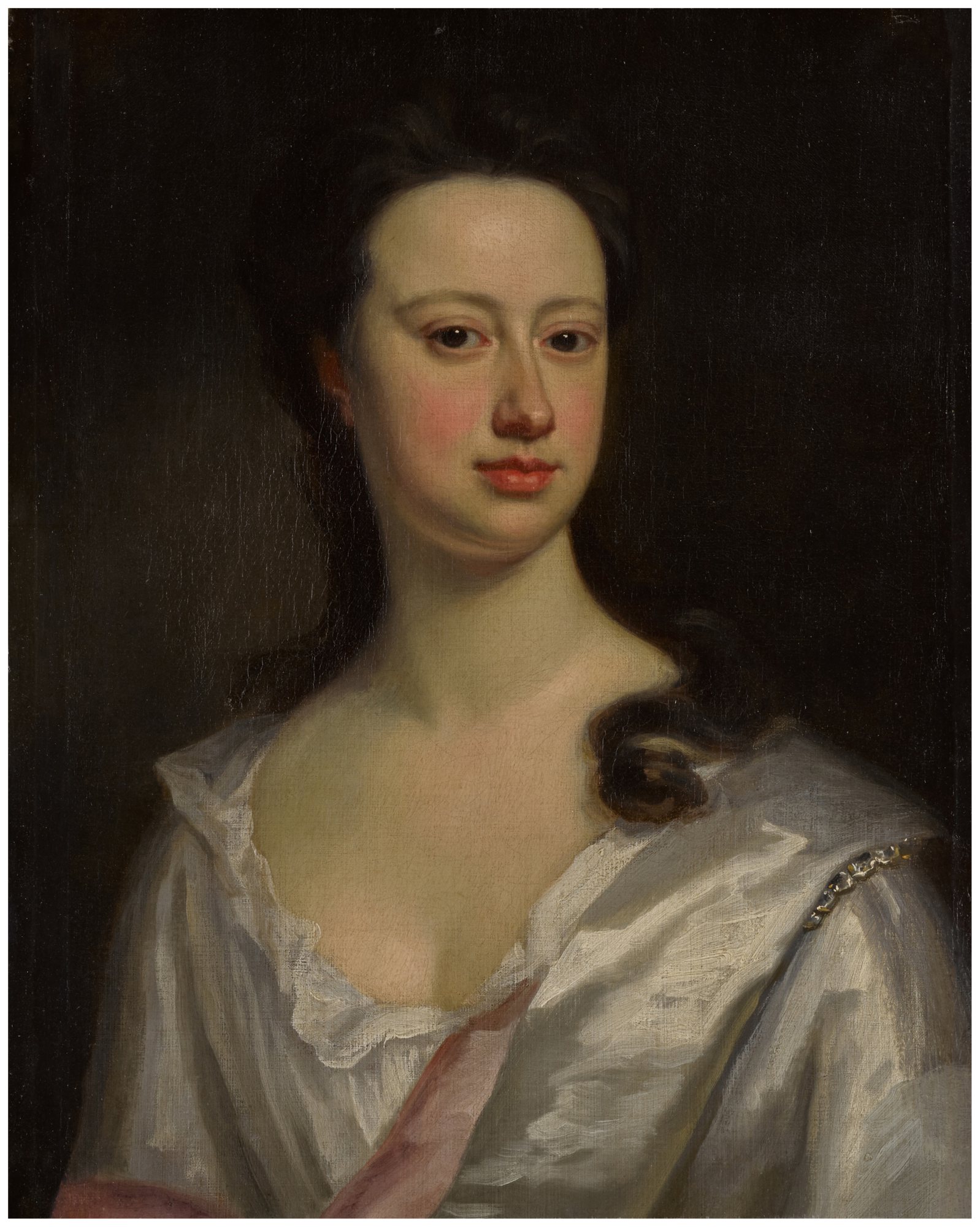Portrait of a woman in a silver gown, half-length